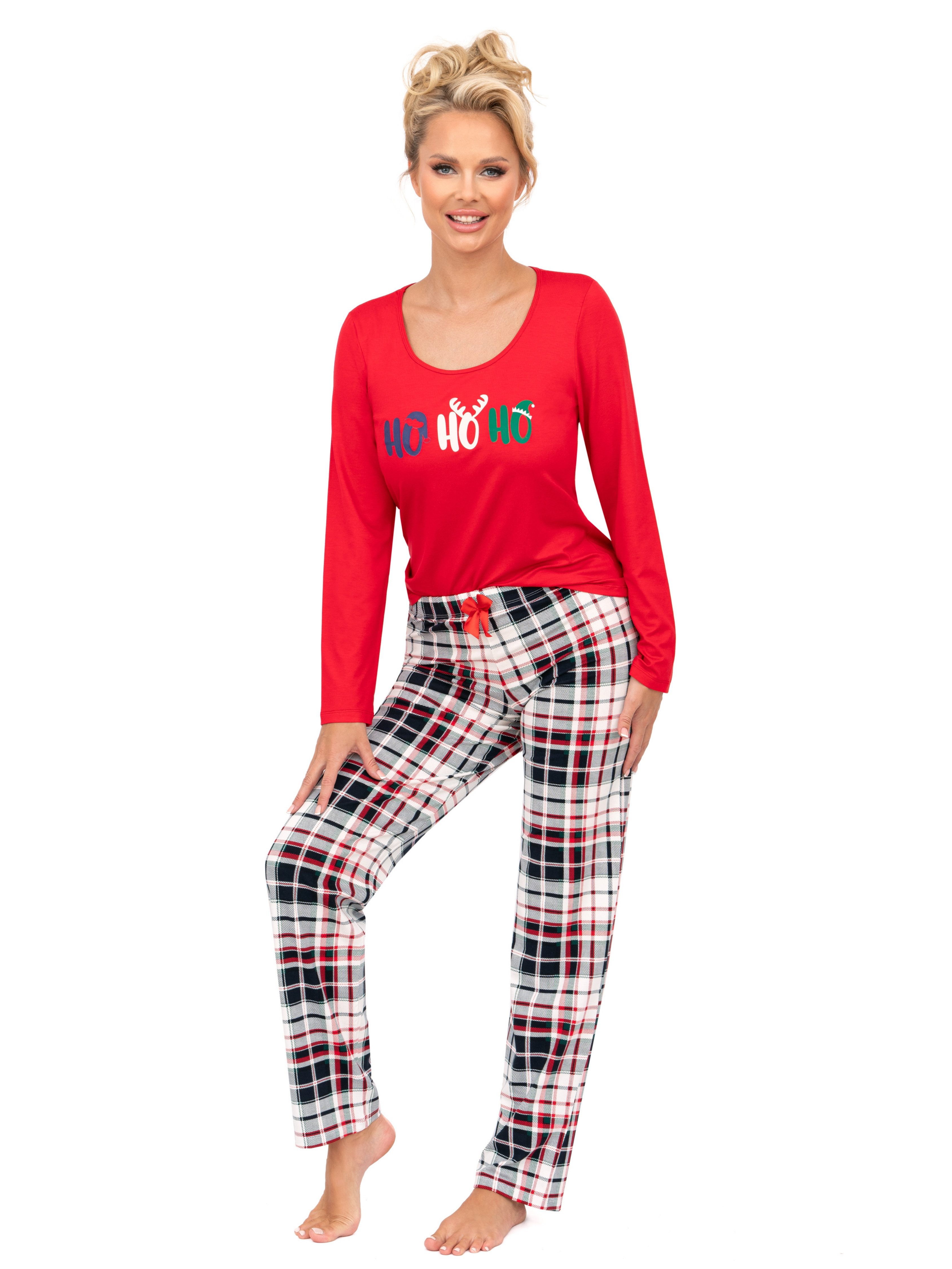 Donna Pyjama Schlafanzug im Karo-Design mit günstig online kaufen