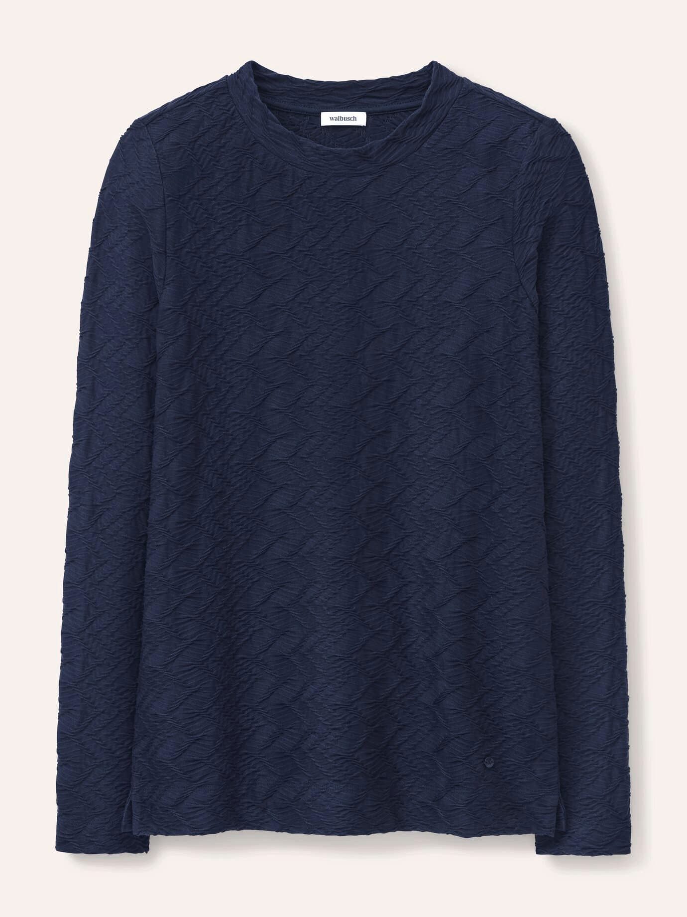 Walbusch T-Shirt Damen Shirt mit Struktur Rundhals Langarm, Rundhals