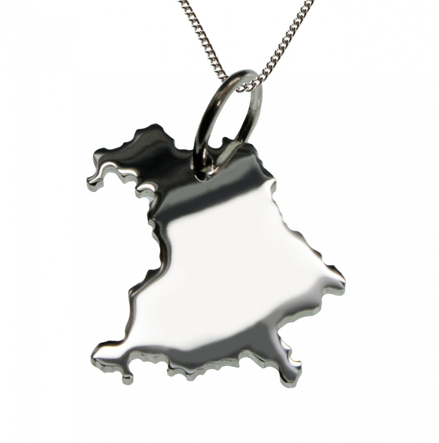 Kette mit Anhänger 50cm Halskette + Bayern Anhänger in massiv 925 Silber