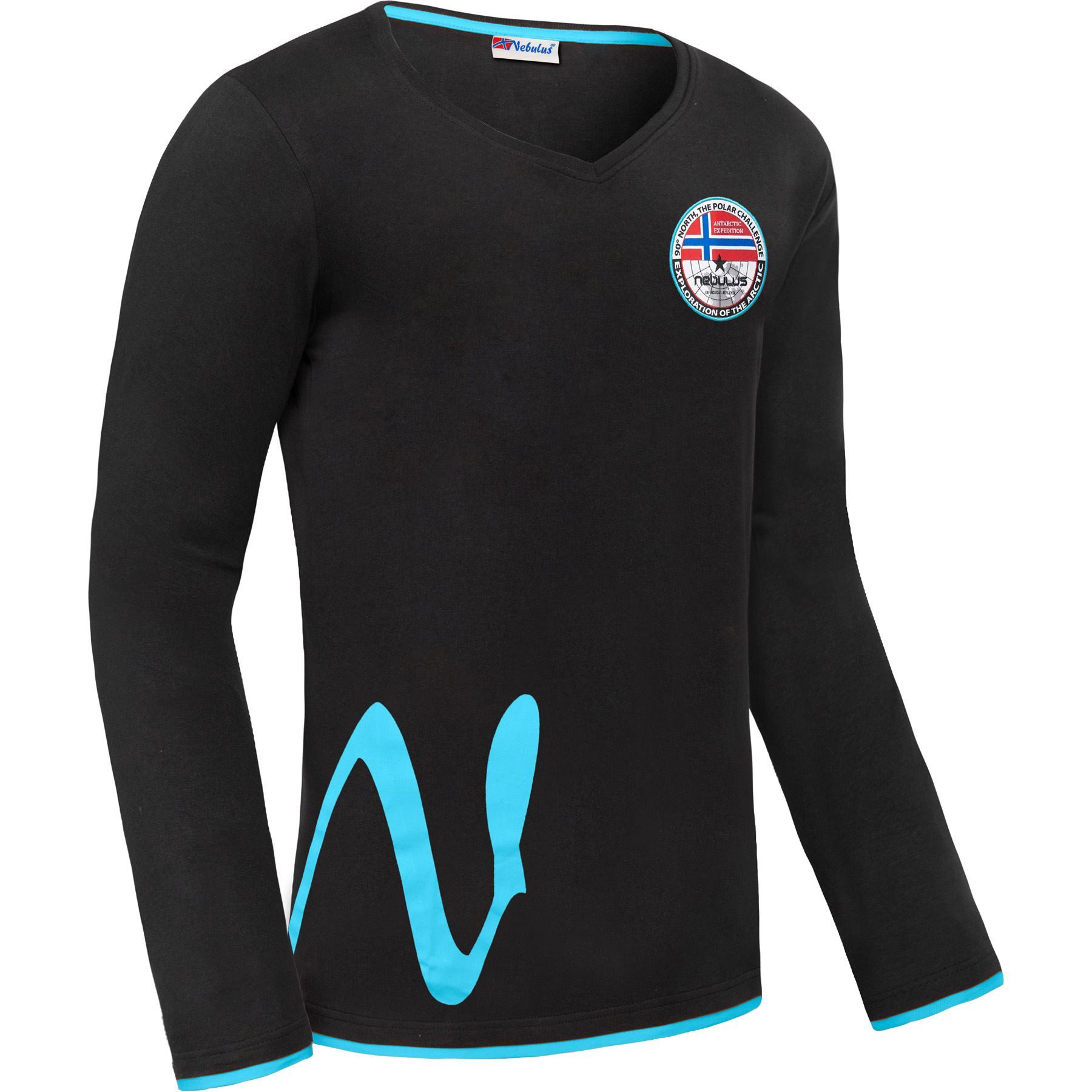 Nebulus Langarmshirt VEIT, P5373 - Herren, schwarz-türkis, XXL