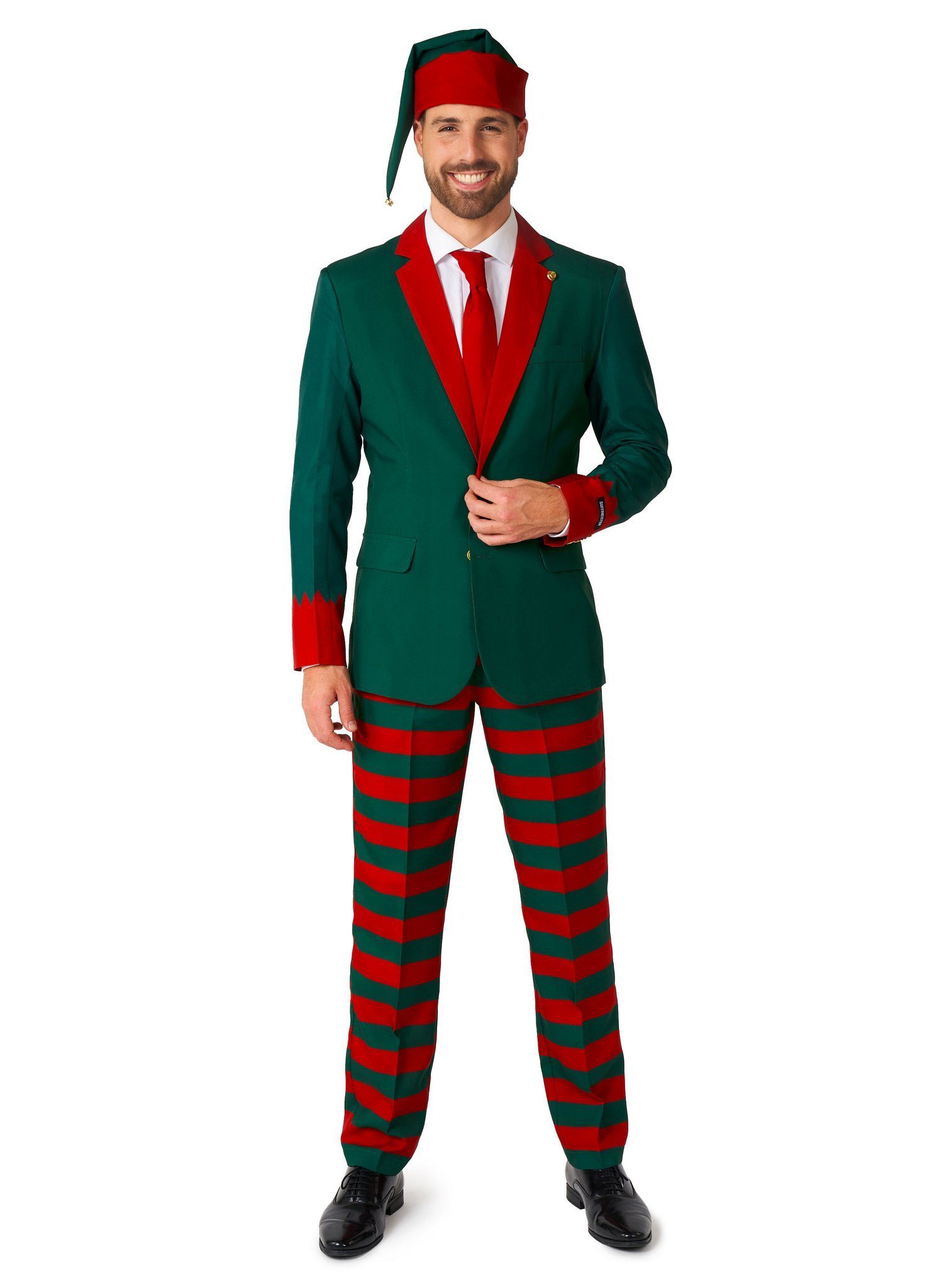 SuitMeister Partyanzug Weihnachts Elf Kostüm Anzug - Jacket für Karneval, Weihnachtlich bedruckter Anzug für die Feiertage
