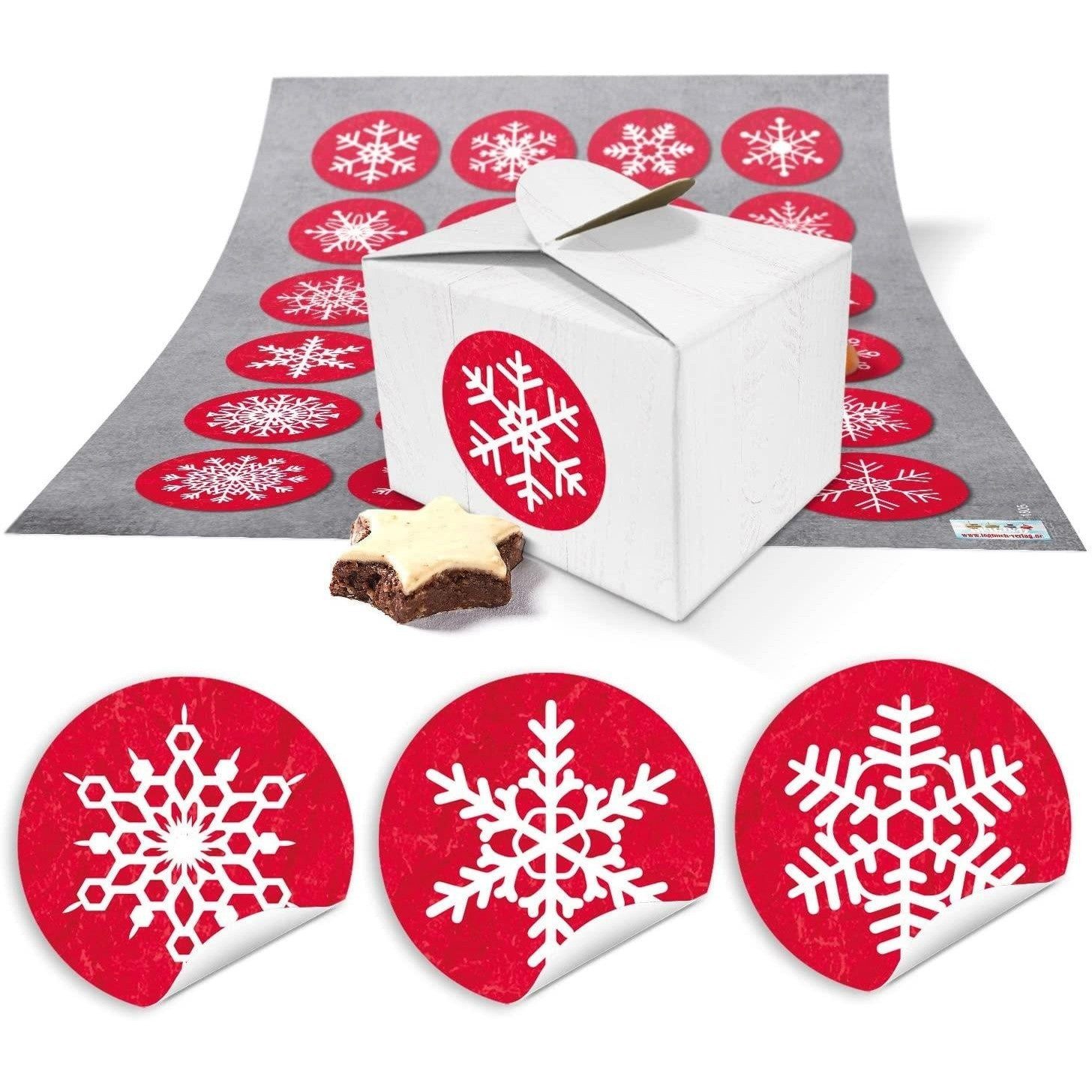 Logbuch-Verlag Aufkleber 24 Geschenkboxen für Weihnachten weiß 8 x 6,5 x 5,5 cm mit runden