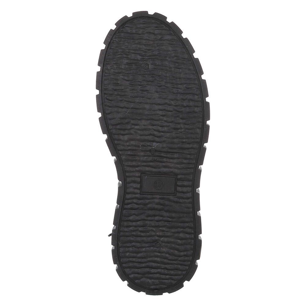 Ital-Design Damen Plateau-Bootie mit Schnürung und Riemen-Details Schnürstiefelette (92078946) Keilabsatz/Wedge Sneakers High in Schwarz