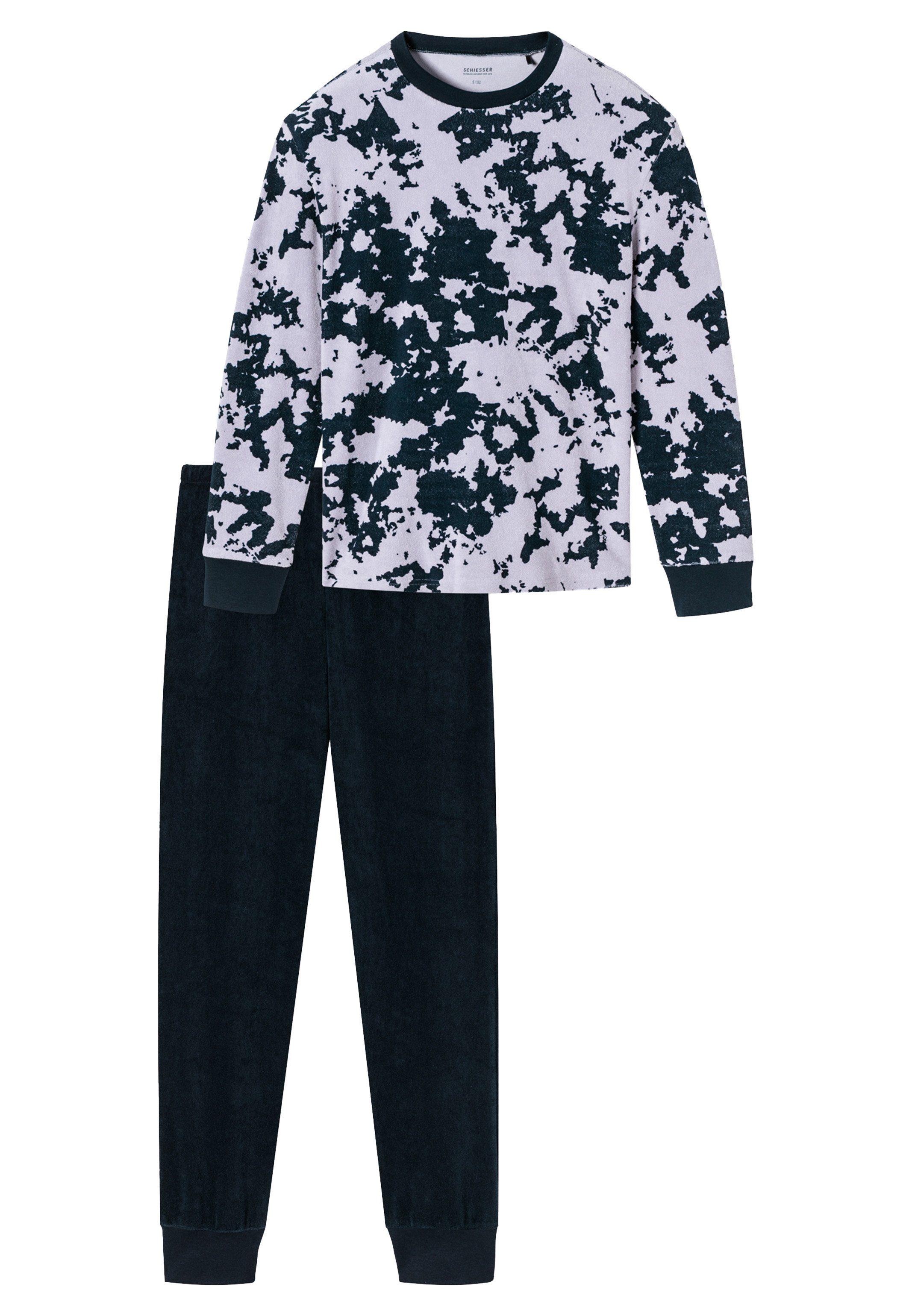 Schiesser Pyjama Nightwear (Set, 2 tlg) Schlafanzug - Baumwolle - Bequeme Bündchen an Armen und Beinen