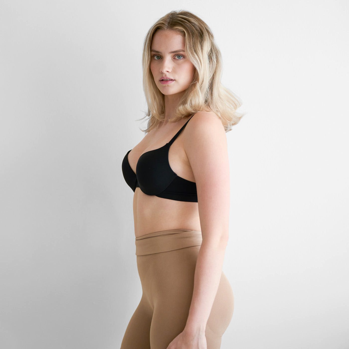 cfab (creamy fabrics) Push-up-BH Vorgeformter Push-up-Bügel-BH-Schwarz-75C (1-tlg)