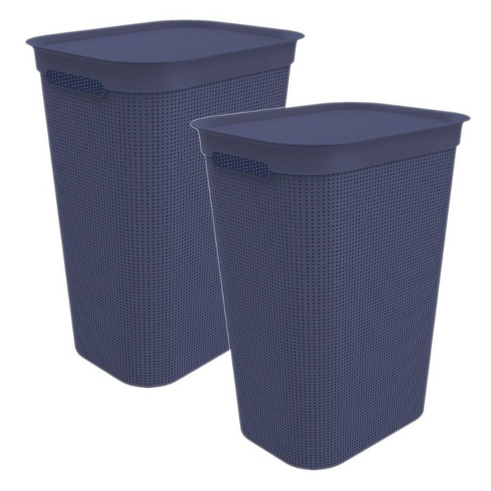 ROTHO Wäschekorb Brisen 2er-Set Wäschesammler 50l mit Deckel und 2 Griffen Kunststoff (PP) BPA-frei
