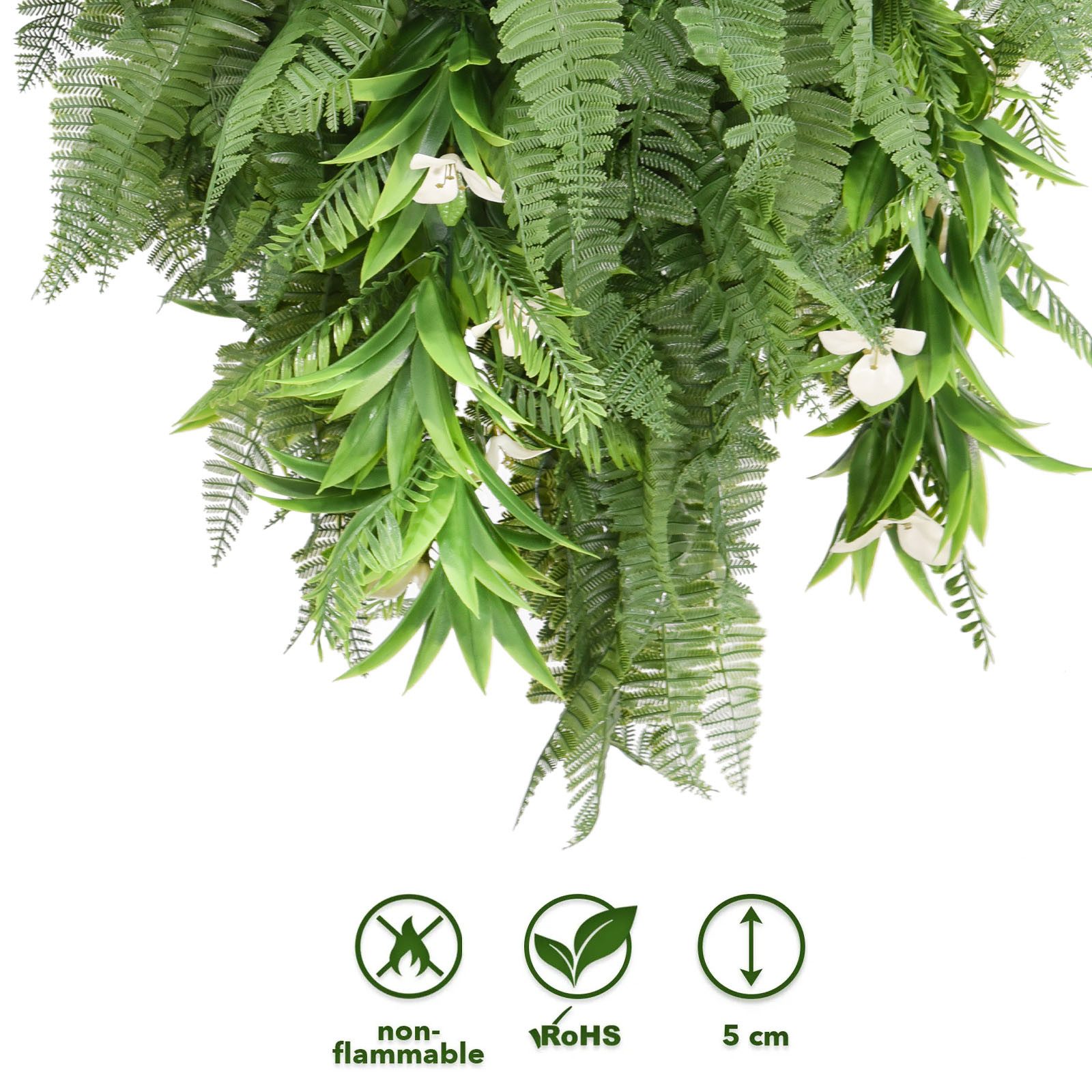 Kunstpflanze Hängepflanze Rainforest, pflegeleichte Dekoration, Floordirekt, Höhe 70 cm, Üppiges Grün für drinnen und draußen