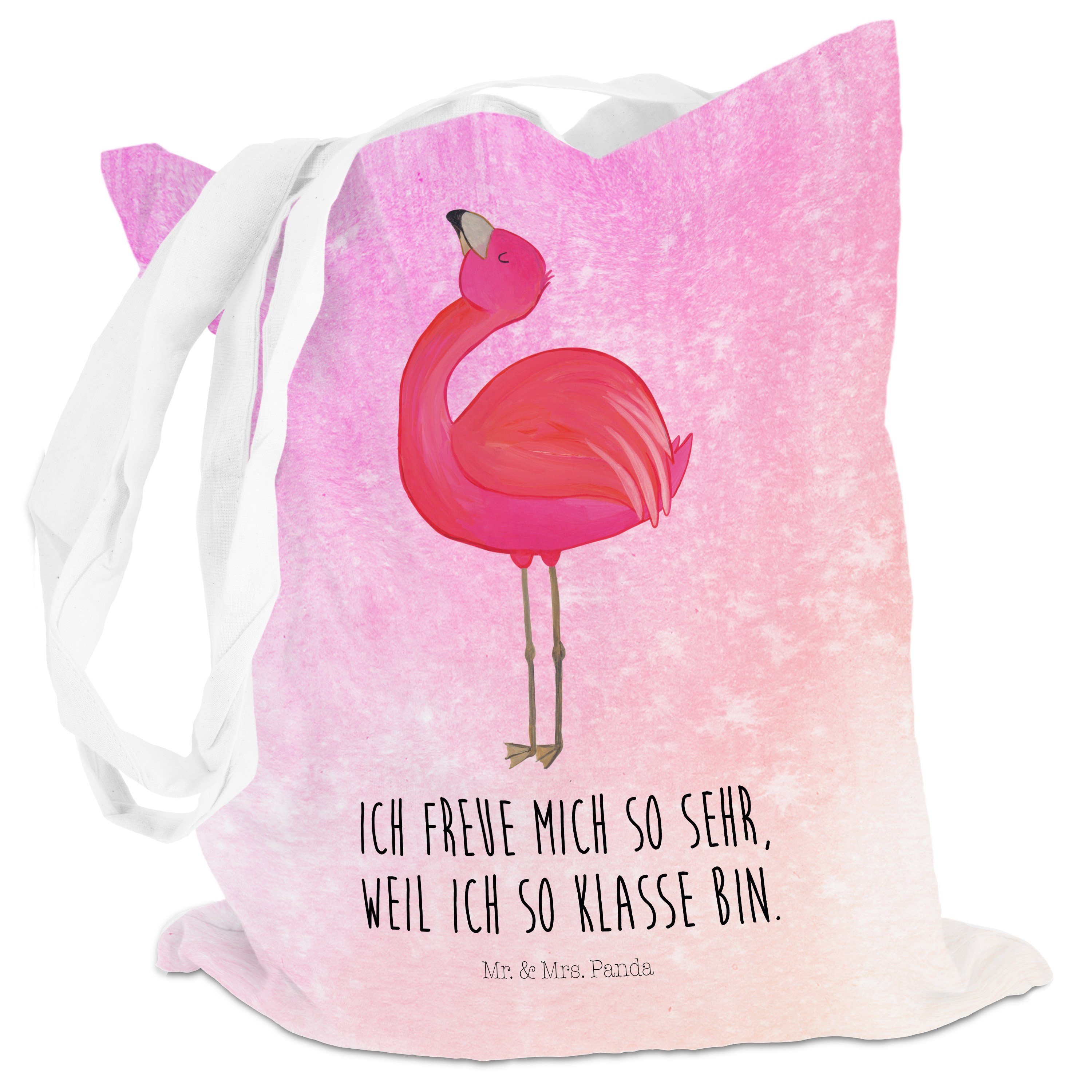 Pink (1-tlg) Mrs. Beuteltasche, Geschenk, & Flamingo stolz Jutebeutel, Tragetasche Mr. - Aquarell Panda -