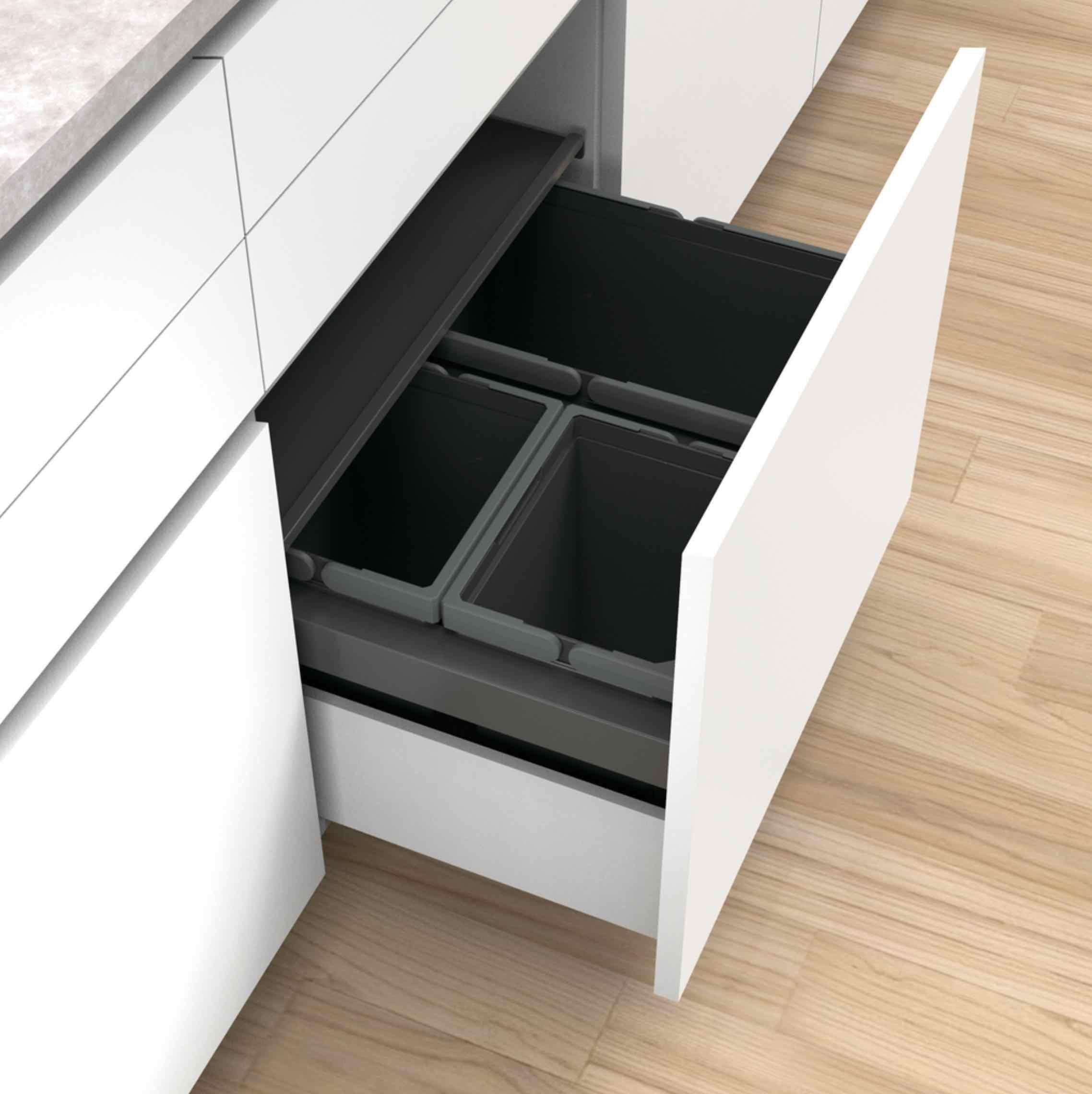 Naber Einbaumülleimer NABER Cox® Box 280 S/600-3 Bio. anthrazit, für vorhandene Auszüge