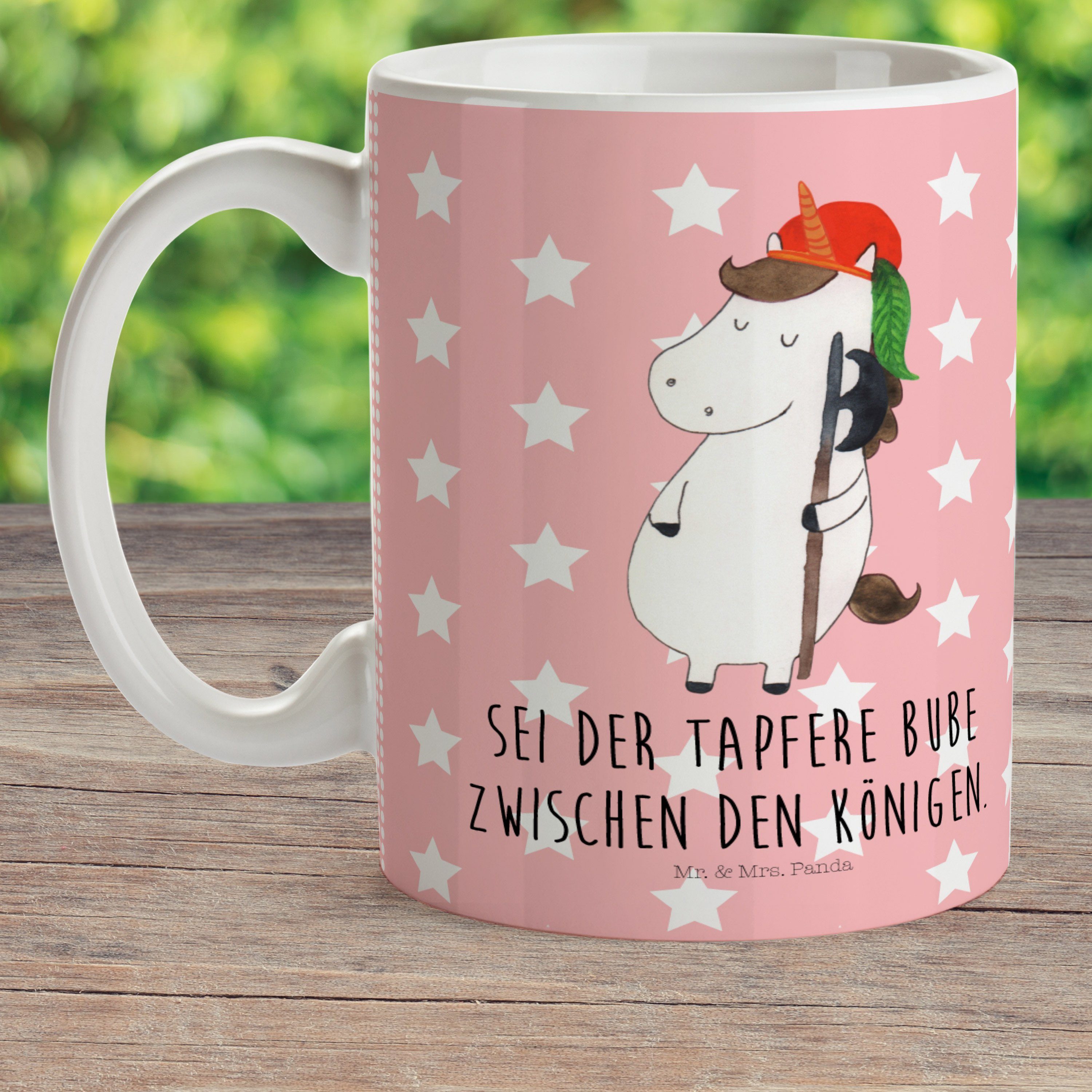 Mr. & Mrs. Reisetasse, Geschenk, Kinderbecher - Einhorn Rot Panda Bube Einhörner, Pastell - Kunststoff Unicorn