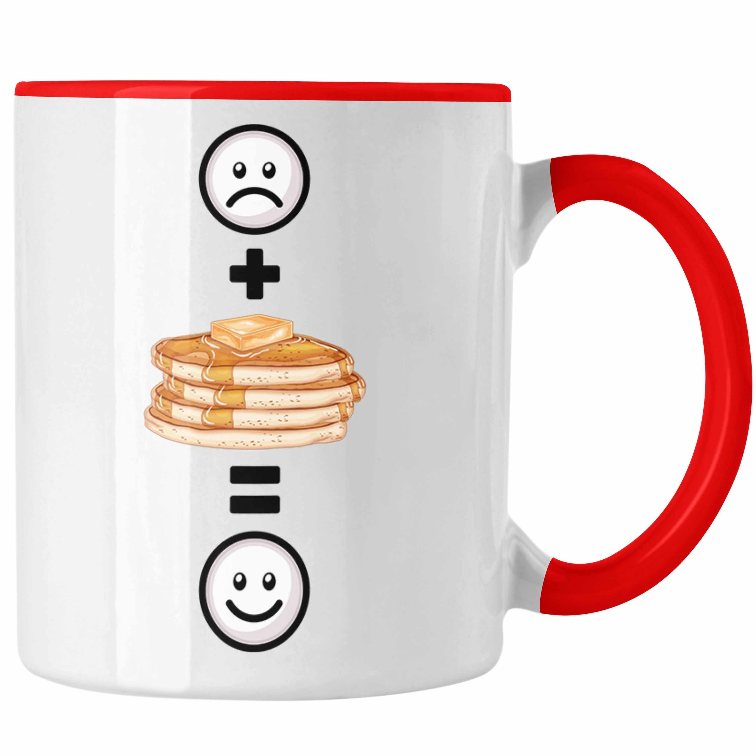 Trendation Tasse Pfannkuchen Pancaked Tasse Geschenk für Pfannkuchen-Liebhaber Lustige Rot