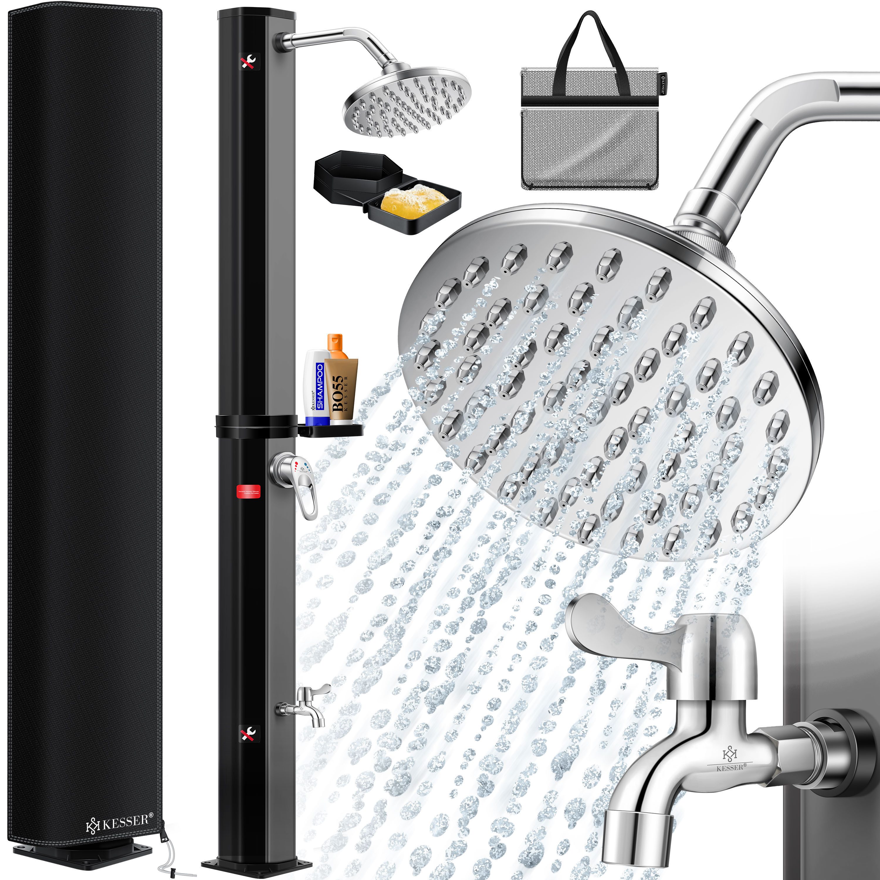 KESSER Solardusche, 35L Solar Gartendusche warmes Wasser max 60°C Pooldusche Campingdusche