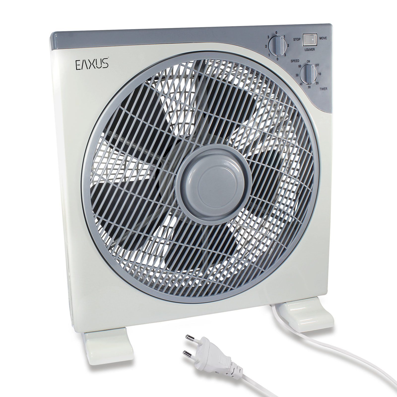 Boden, Tischventilator & mit Timer, 40W für Boxventilator Geschwindigkeitsstufen Tisch - Fan Oszillationsfunktion, 3 EAXUS Kraftvoller