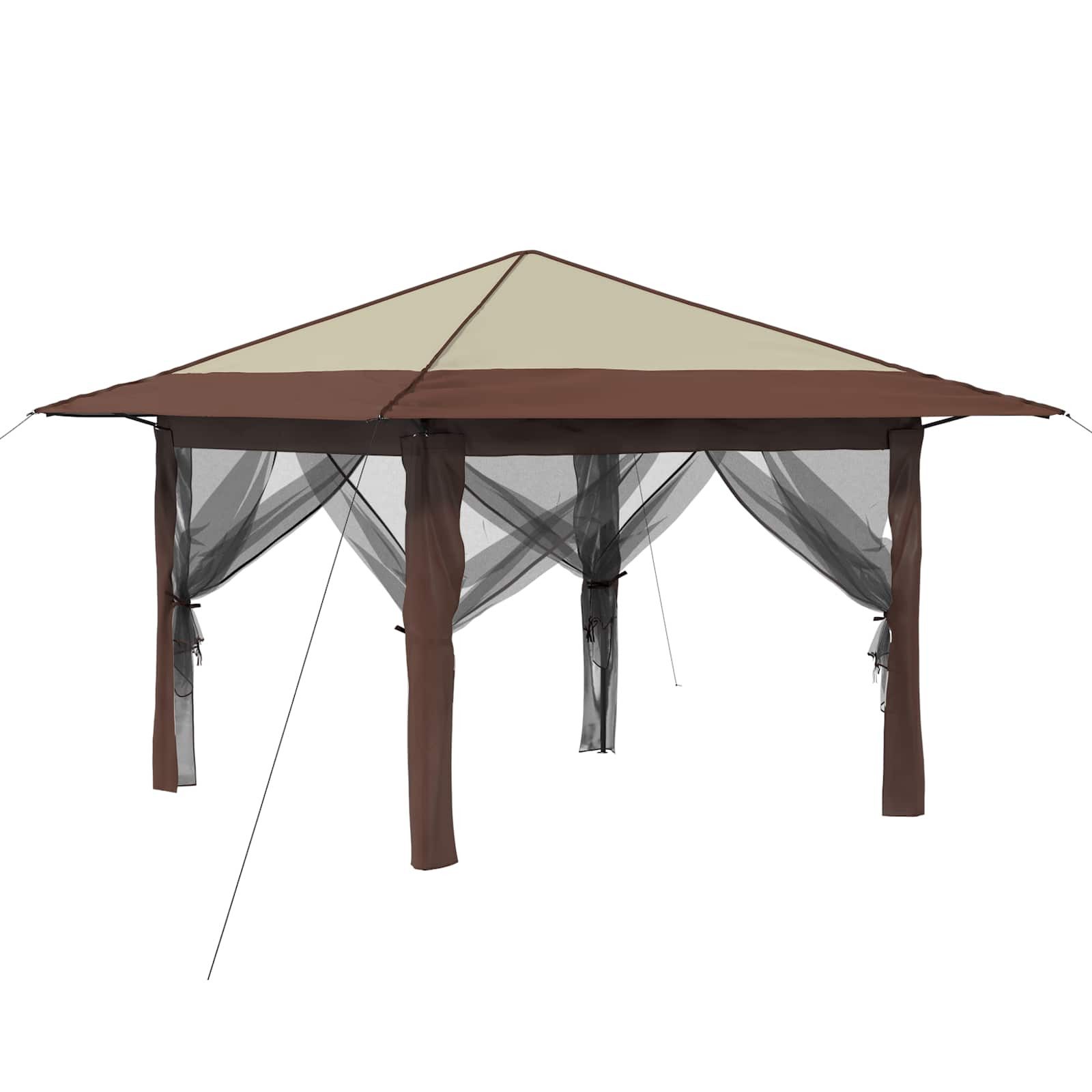 vidaXL Partyzelt Gazebo mit 4 Seitenwänden 3,3 x 3,3 m Creme und Braun