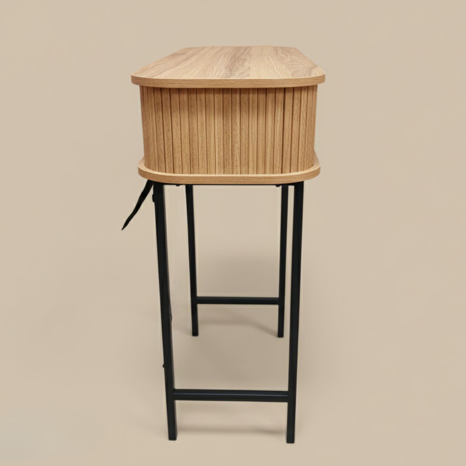 SCAVA Schreibtisch Konsole mit Schiebetüren SCAVA, geriffelt, 100 x 35 x 80,5 cm (funktional, Einzelmöbel), Lamellenfront – Bild 5 von 5