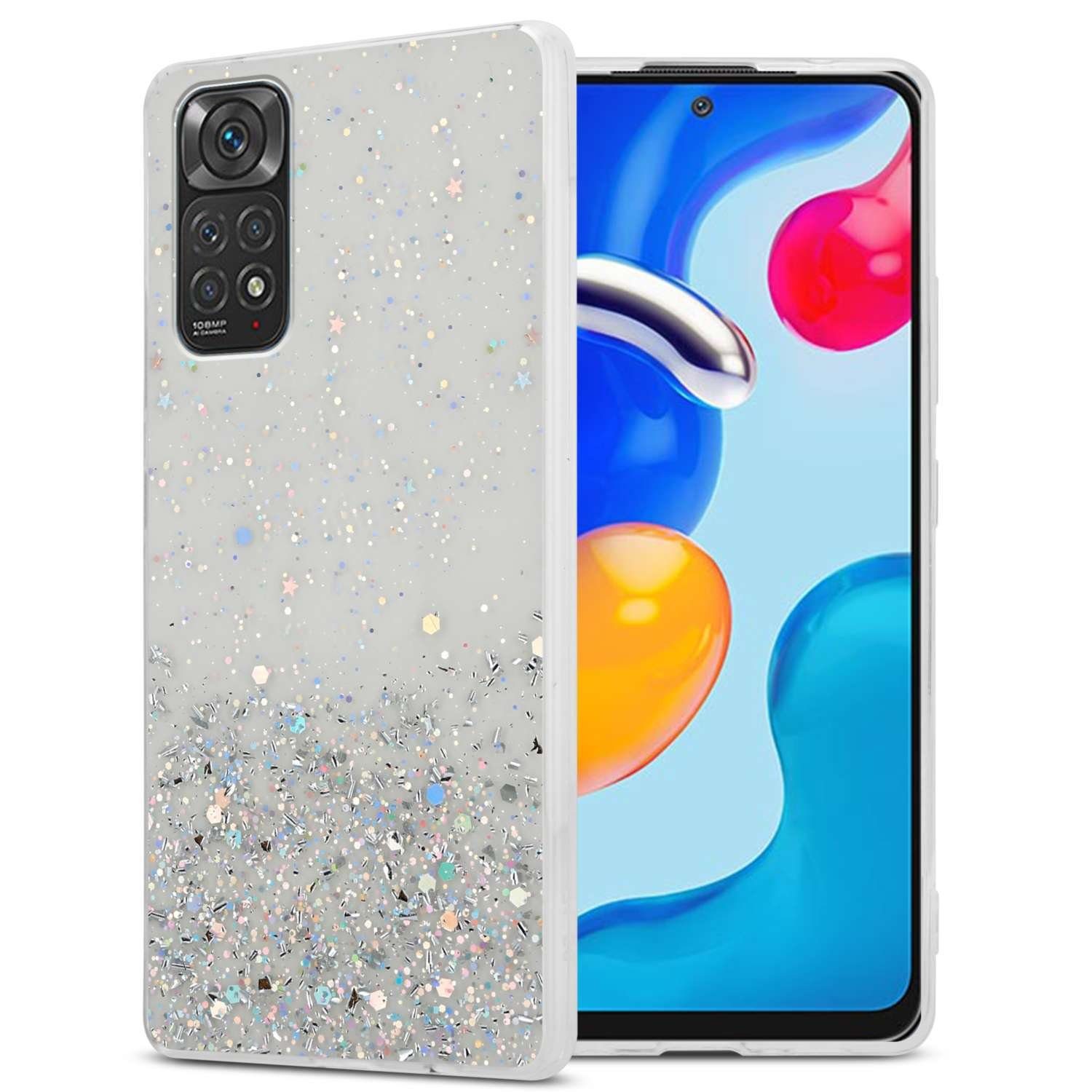 Cadorabo Handyhülle für Xiaomi RedMi NOTE 11 4G / 11S 4G Hülle Xiaomi RedMi NOTE 11 4G / 11S 4G, Flexible TPU Silikon Handy Schutzhülle - Hülle - mit Glitzer
