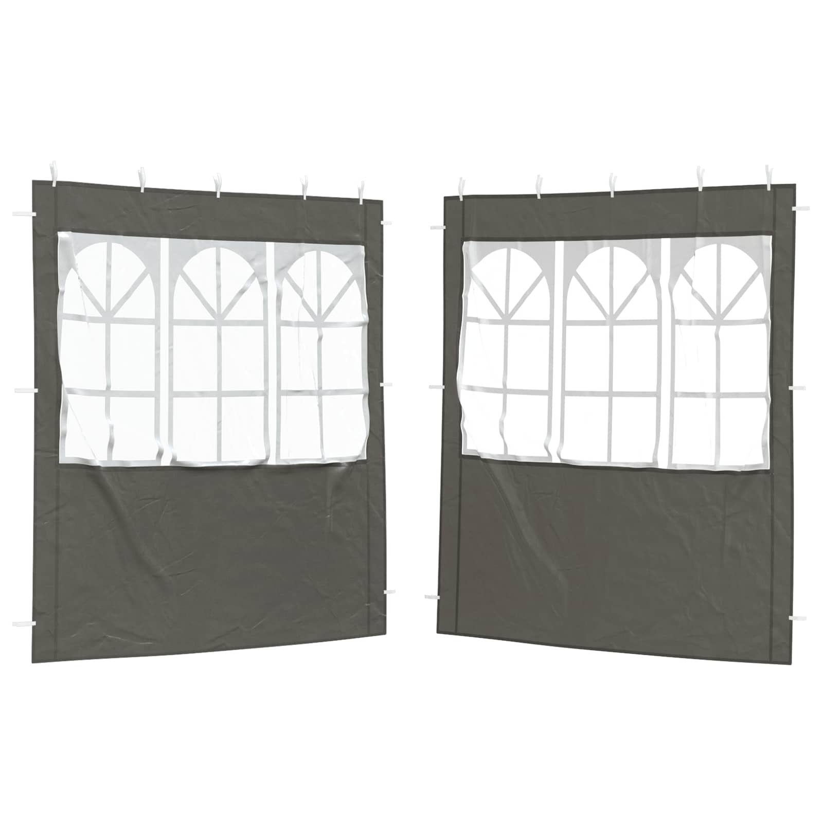 vidaXL Partyzelt Party Zelt Seitenteil 2 pcs 200 x 195 cm Anthrazit PE und Stahl