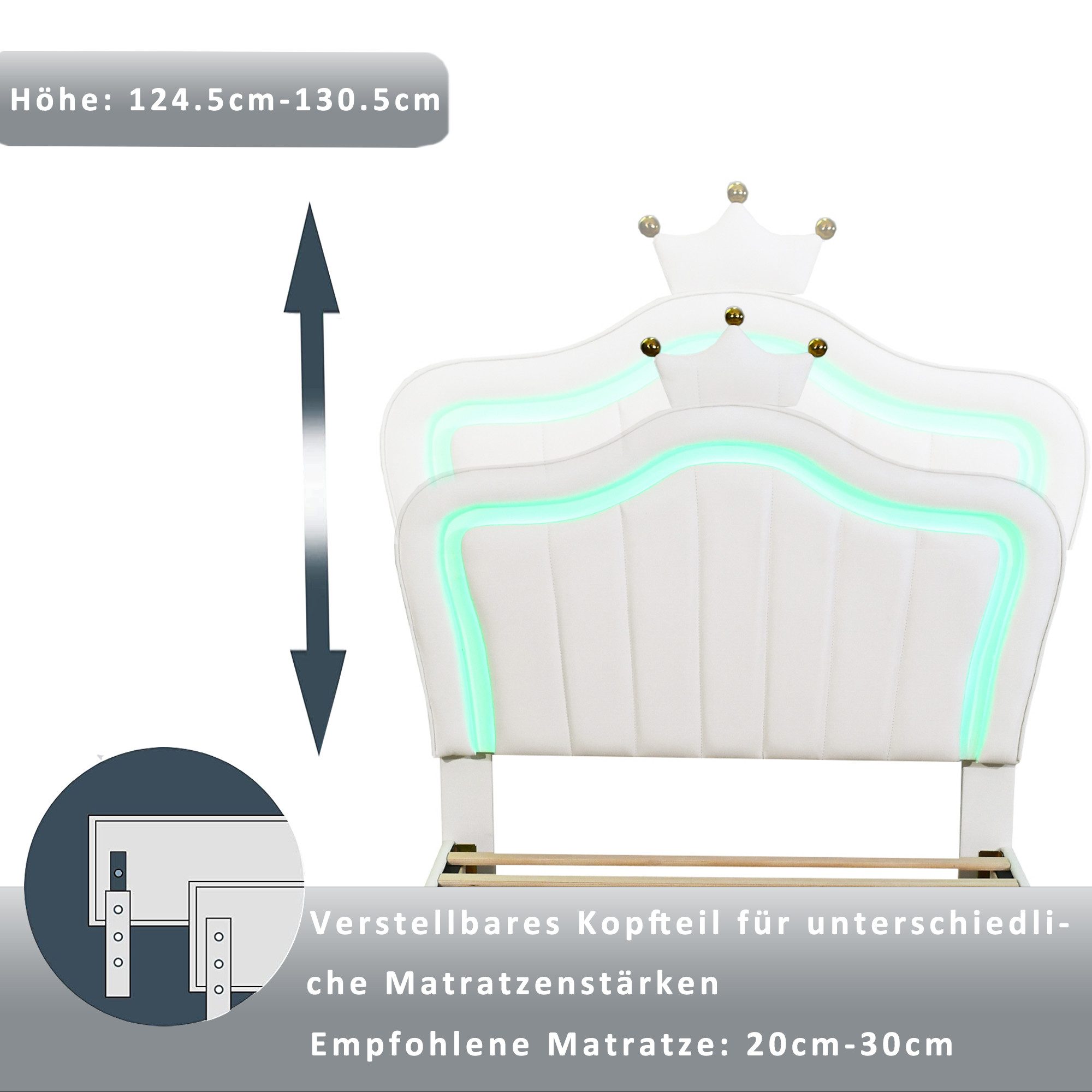 STILVORA Kinderbett 90x200 Polsterbet mit LED-Leuchten&Stauraum,Jugendbett günstig online kaufen