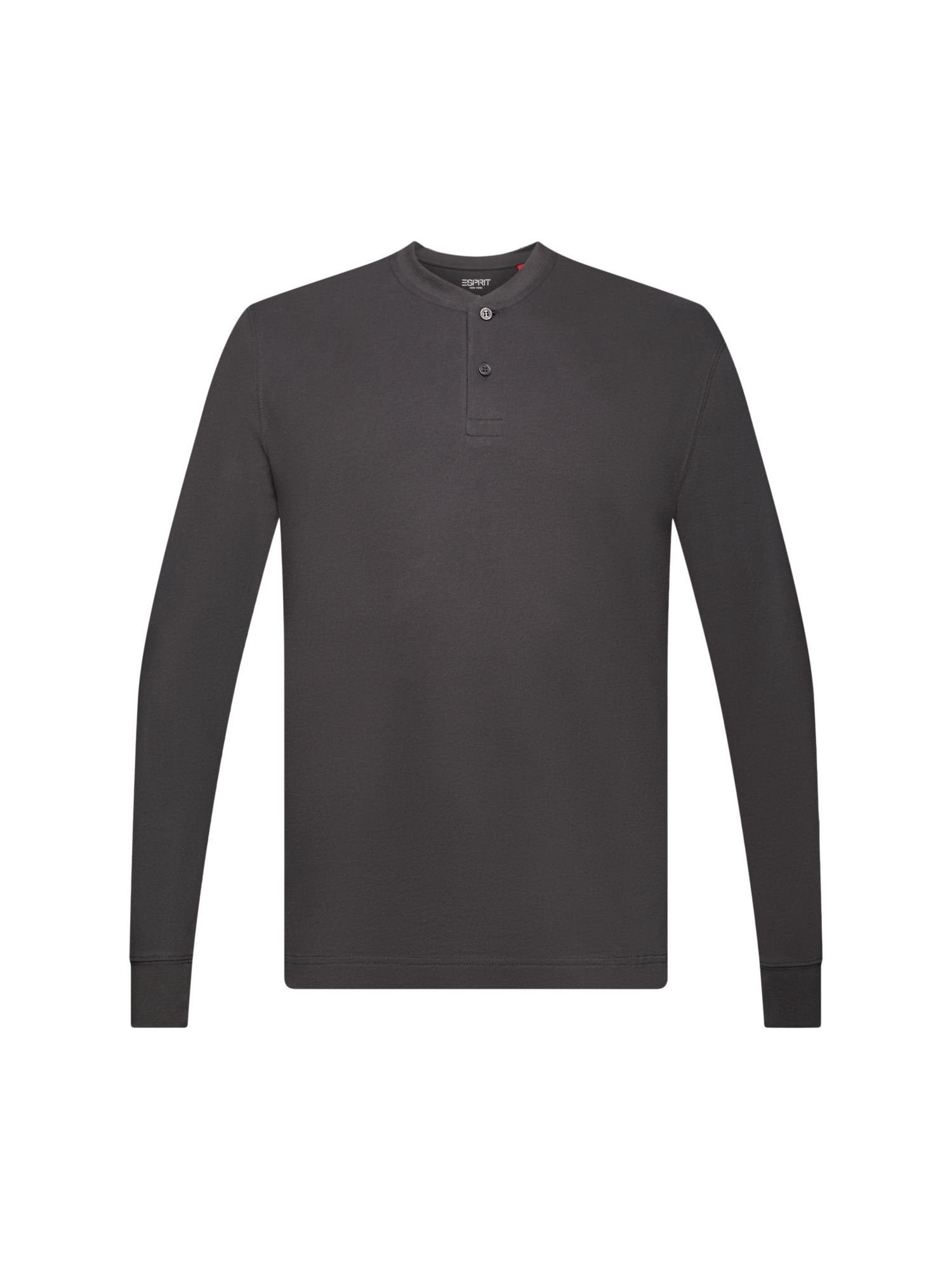 Esprit Langarmshirt Henley-Top aus Baumwolljersey in Washed-Optik (1-tlg) DARK GREY | Shirts