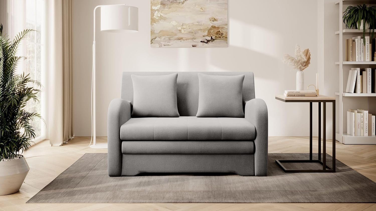 (Nube Schlaffunktion - Sofagarnitur Schlafsessel Couch Schlafsofa Kindersofa Hellgrau 03) AMIRO und Sessel, für MOEBLO Bettkasten Wohnzimmer Polstersofa, Sofa mit