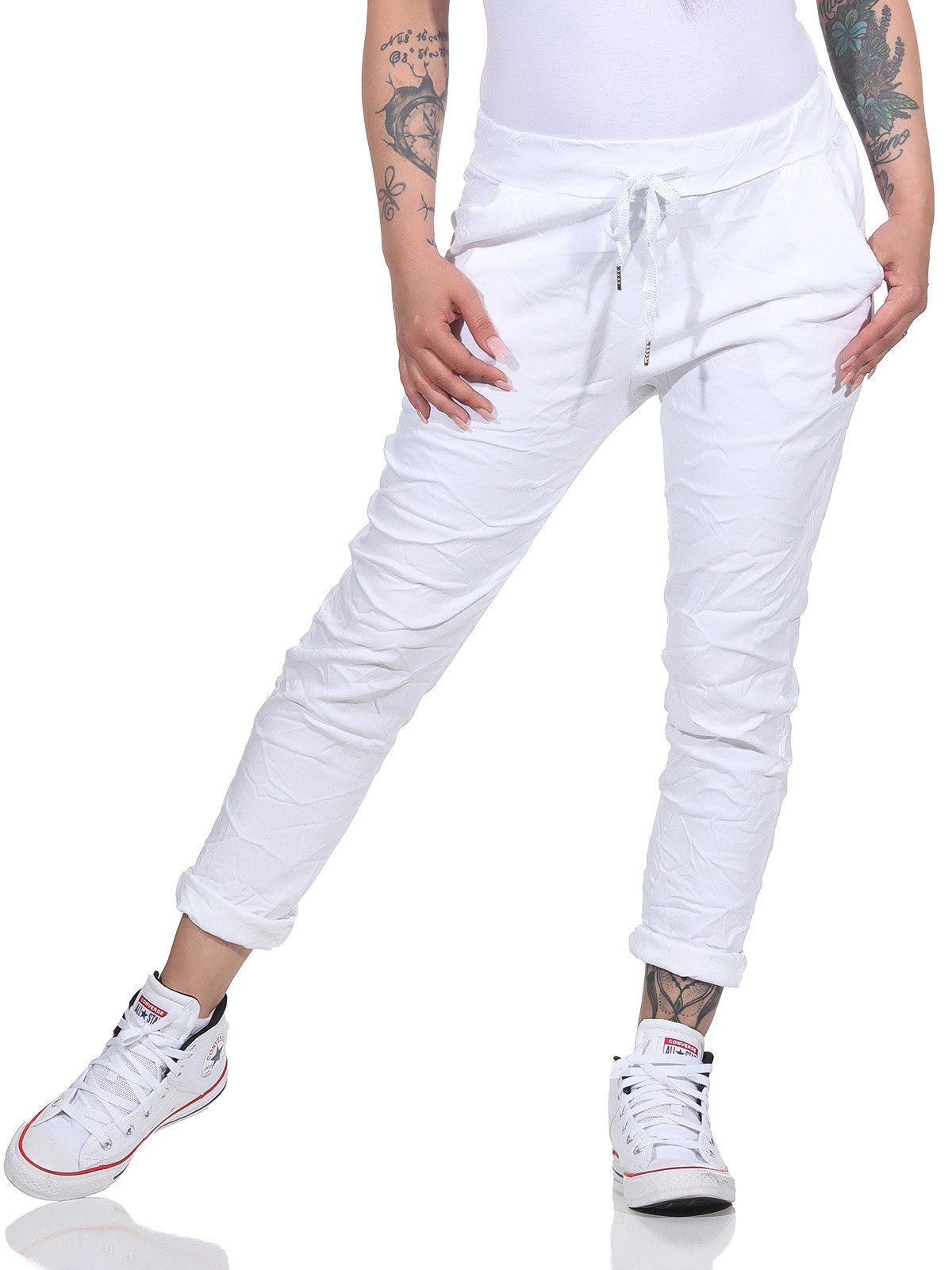 CLEO STYLE Jogginghose Damen Jogginghose 8115 36-40 Weiß