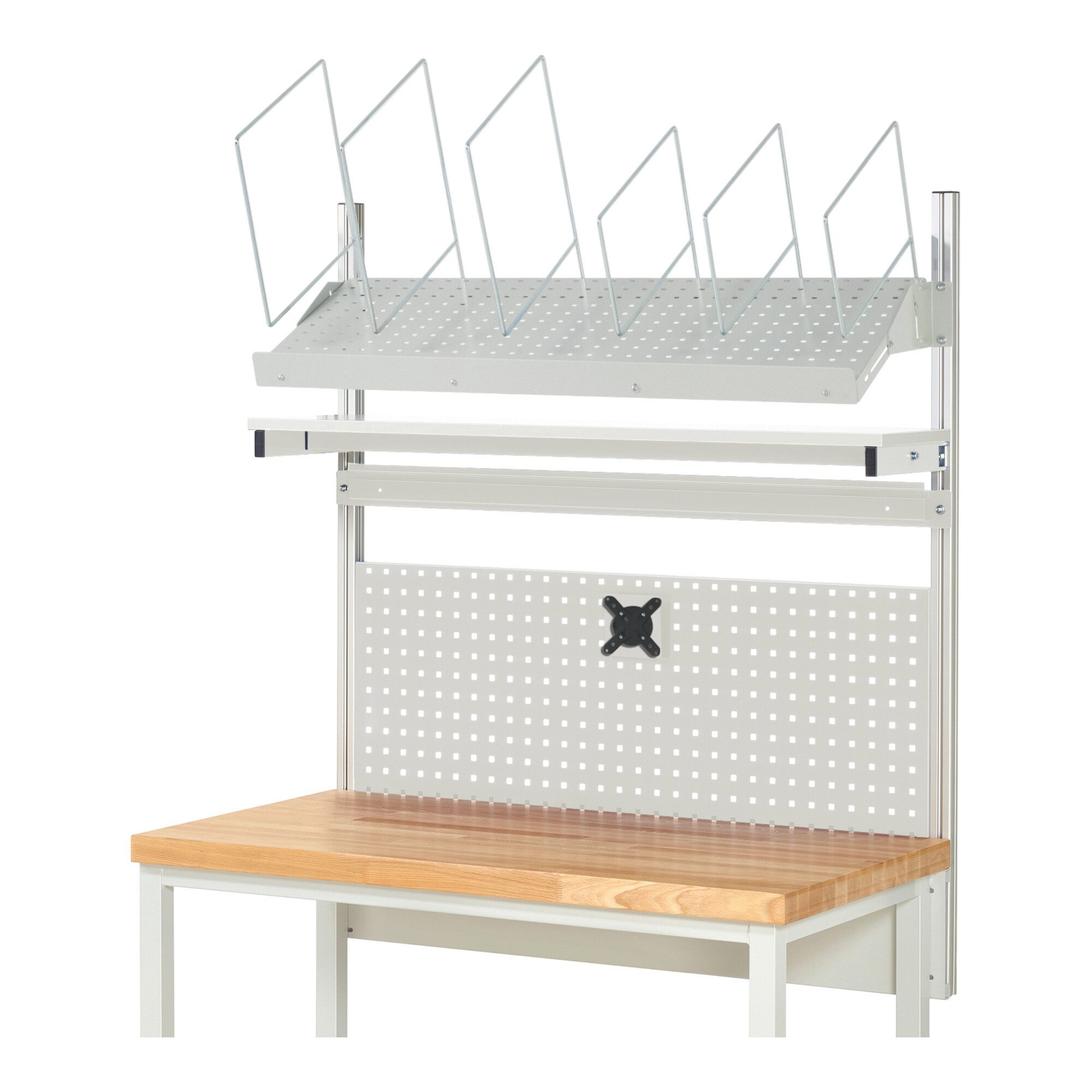 RAU Werkbank Rau System-Aufbau Komplettset 03, für Produktbreite 1250 mm, RAL7035/R