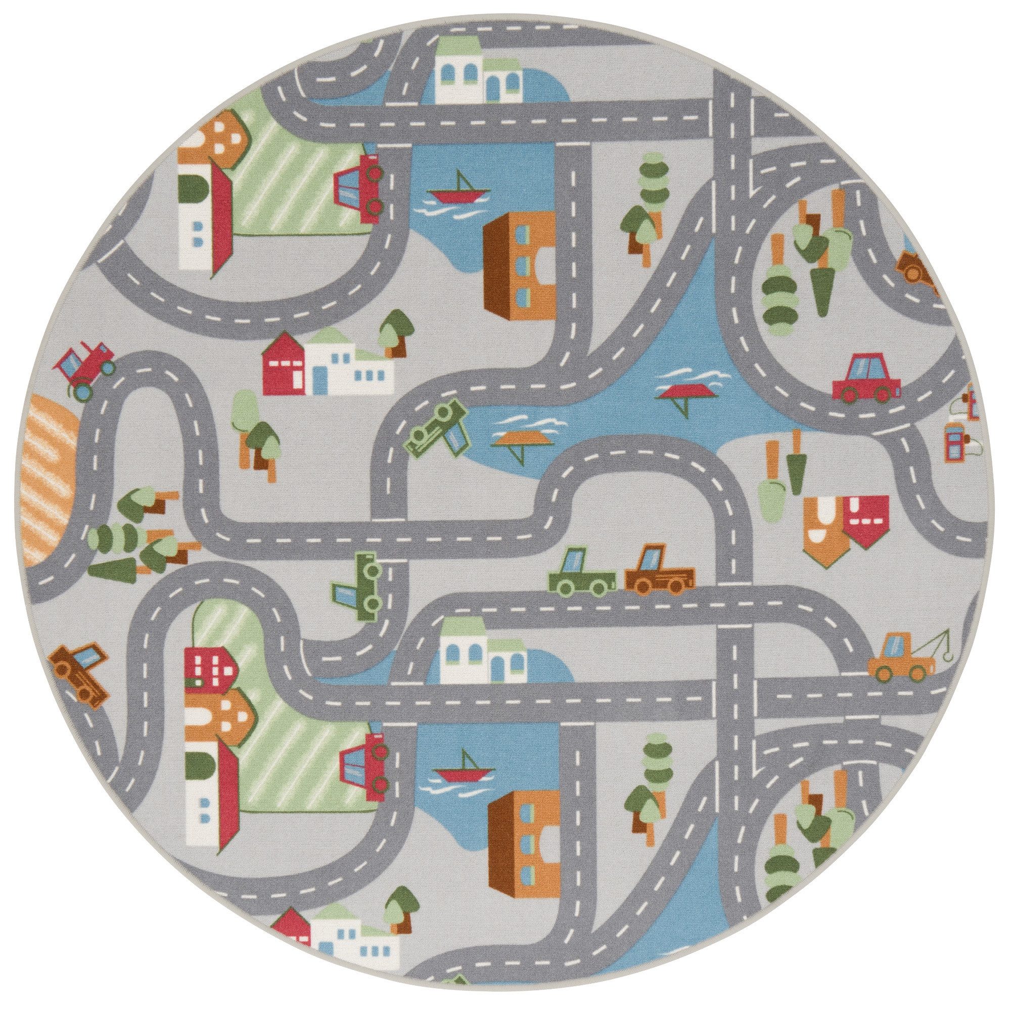 Snapstyle Kinderteppich Kinder Spiel Straßenteppich Fun Town Rund, Rund, Hö günstig online kaufen