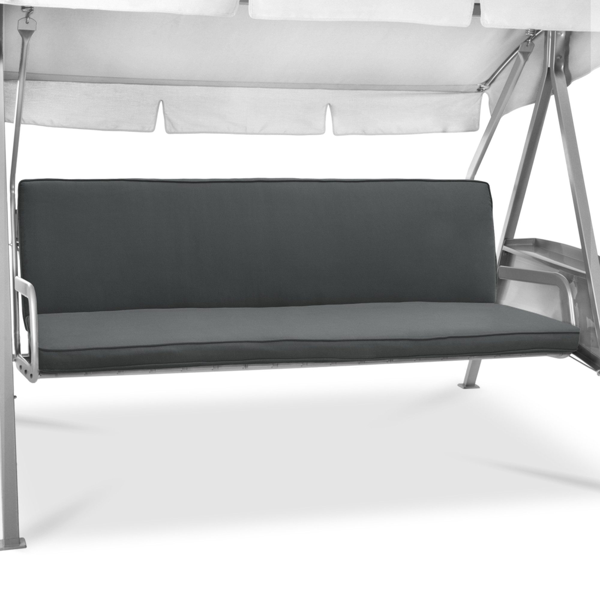 Beautissu Sitzauflage Hollywoodschaukelauflage 3 Sitzer 2er Set Loft HS, 180x50cm, Grau, Waschbare Outdoor Auflage für Hollywoodschaukel mit Reißverschluss