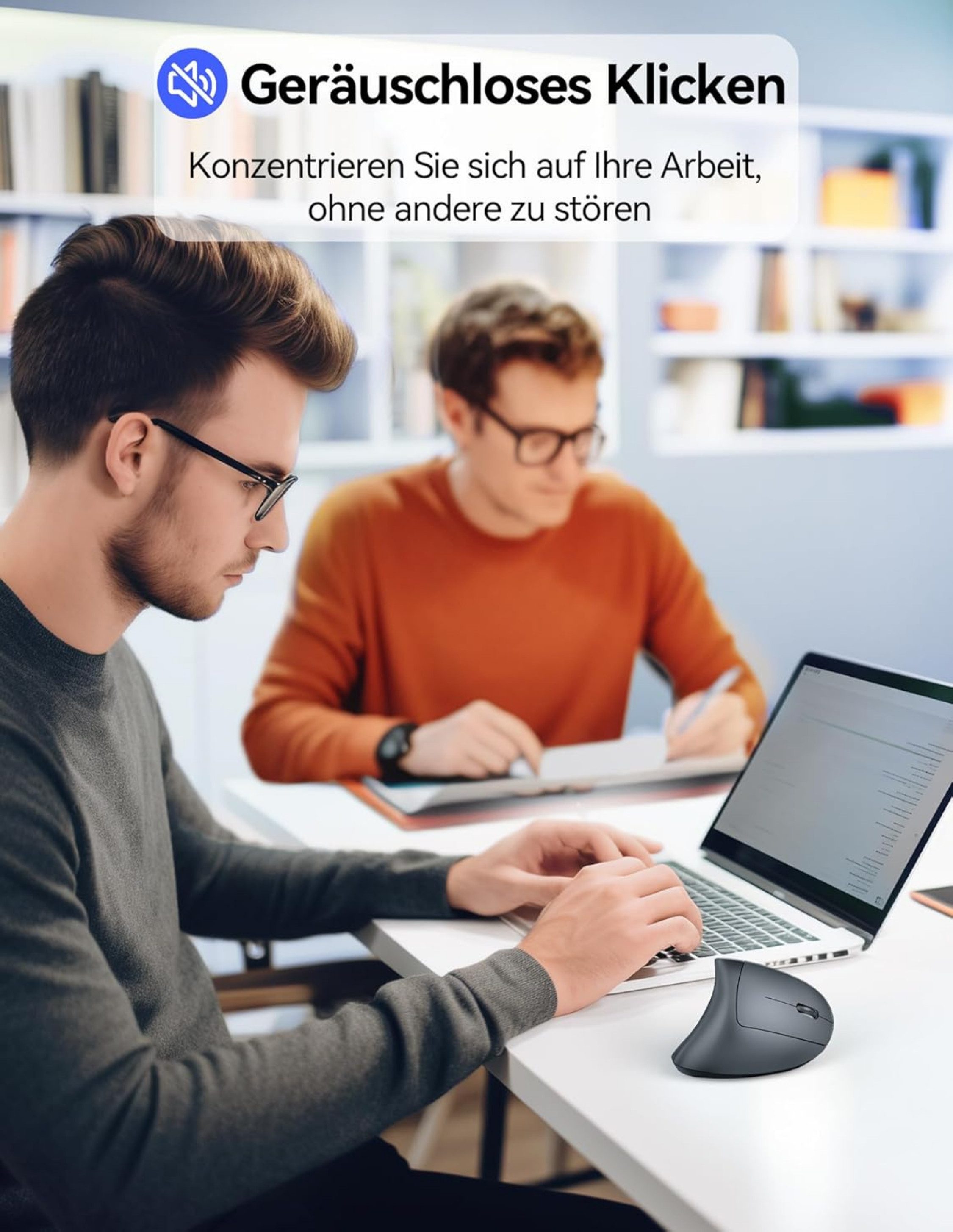 RUHE Ergonomische Maus Kabellose Bluetooth Vertikale Maus Optisch Leise RGB ergonomische Maus (Bluetooth, Funk, kabelgebunden, 2.5G, USB-Dongel, Kabelgebundenes – Bild 5 von 5