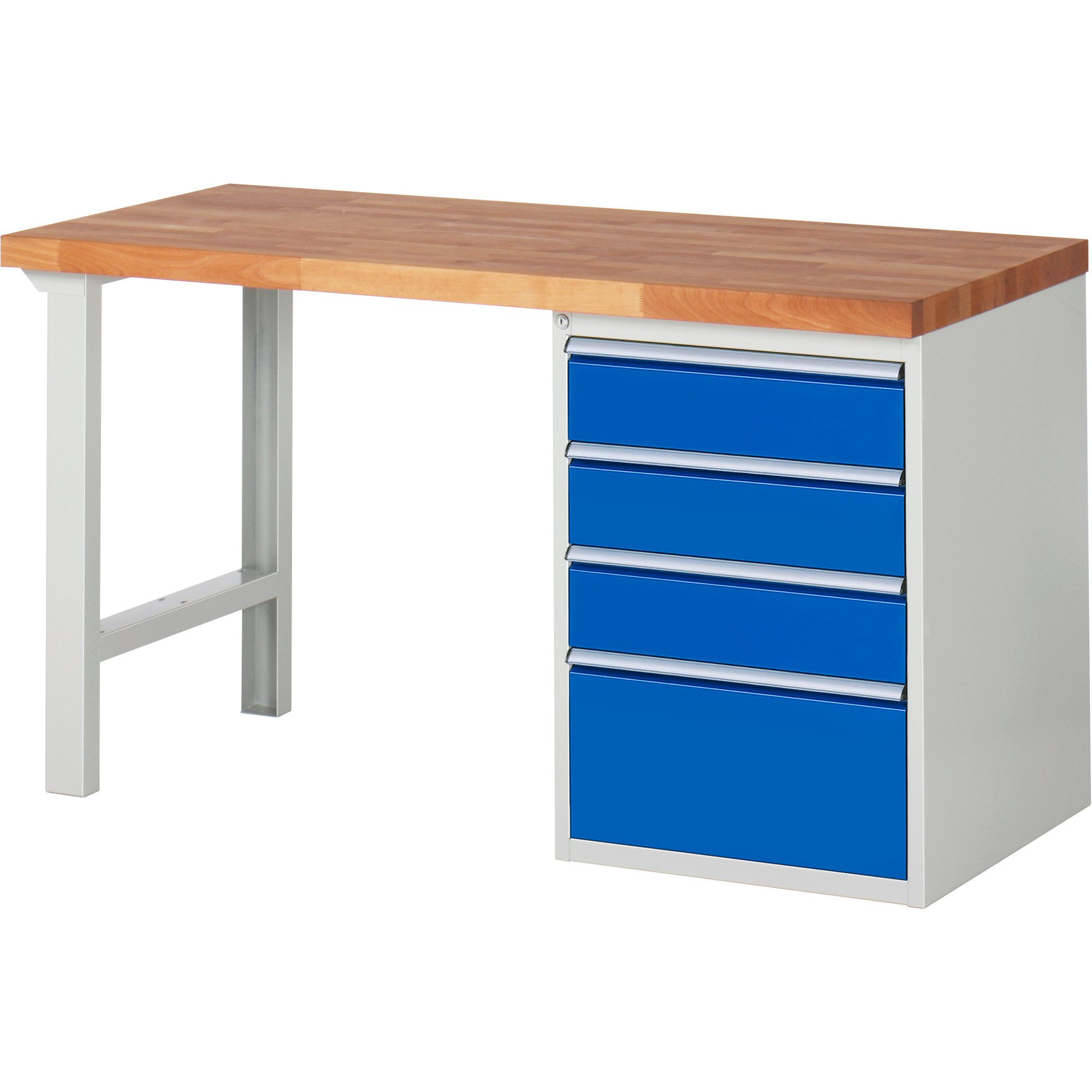 RAU Werkbank Werkbank 1500x700x890mm 4xSchublade-TA lichtgrau/enzianblau