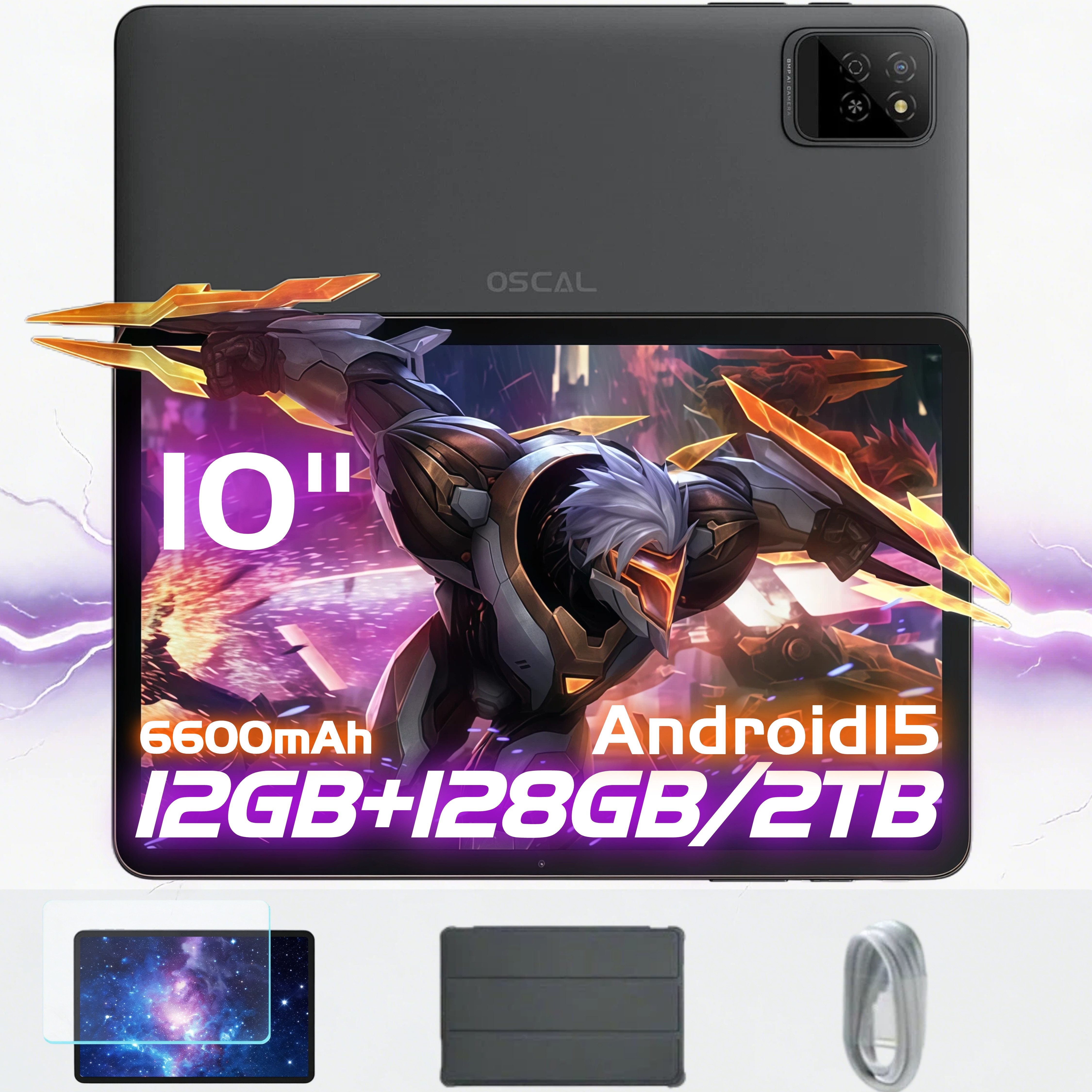 blackview 2026 OSCAL Pad30 10" HD+Tablet, 128GB, Android 15,kinder mit Zubehör Tablet (10.1", 128 GB, Android 15, WIFI, 12GB RAM (4 + 8 GB erweitert),Android 15, 6600mAh, 120 Hz, Widevine L1)