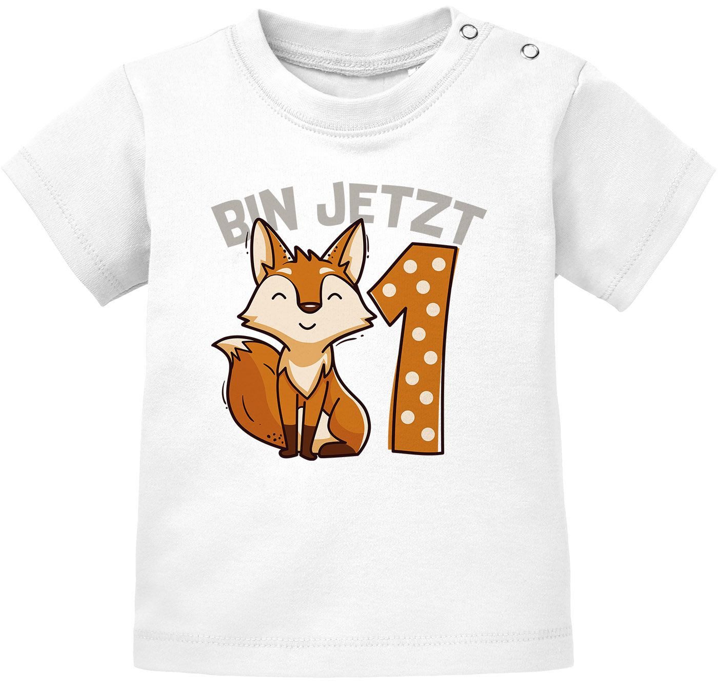Print-Shirt Baby T-Shirt 1. Geburtstag Fuchs Bin jetzt 1 Tiermotive Fox