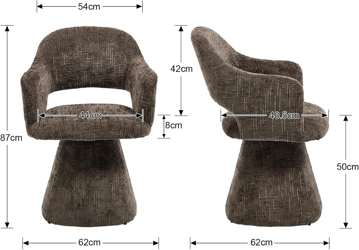 WAHSON OFFICE CHAIRS Esszimmerstuhl Drehbarer Chenille-Polsterstuhl mit Armlehnen, retro, für Esszimmer...