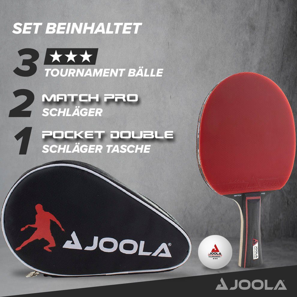 Joola Tischtennisschläger mit 6-tlg., Pro Duo mit Bällen, Tasche) Tischtennis-Set (Set