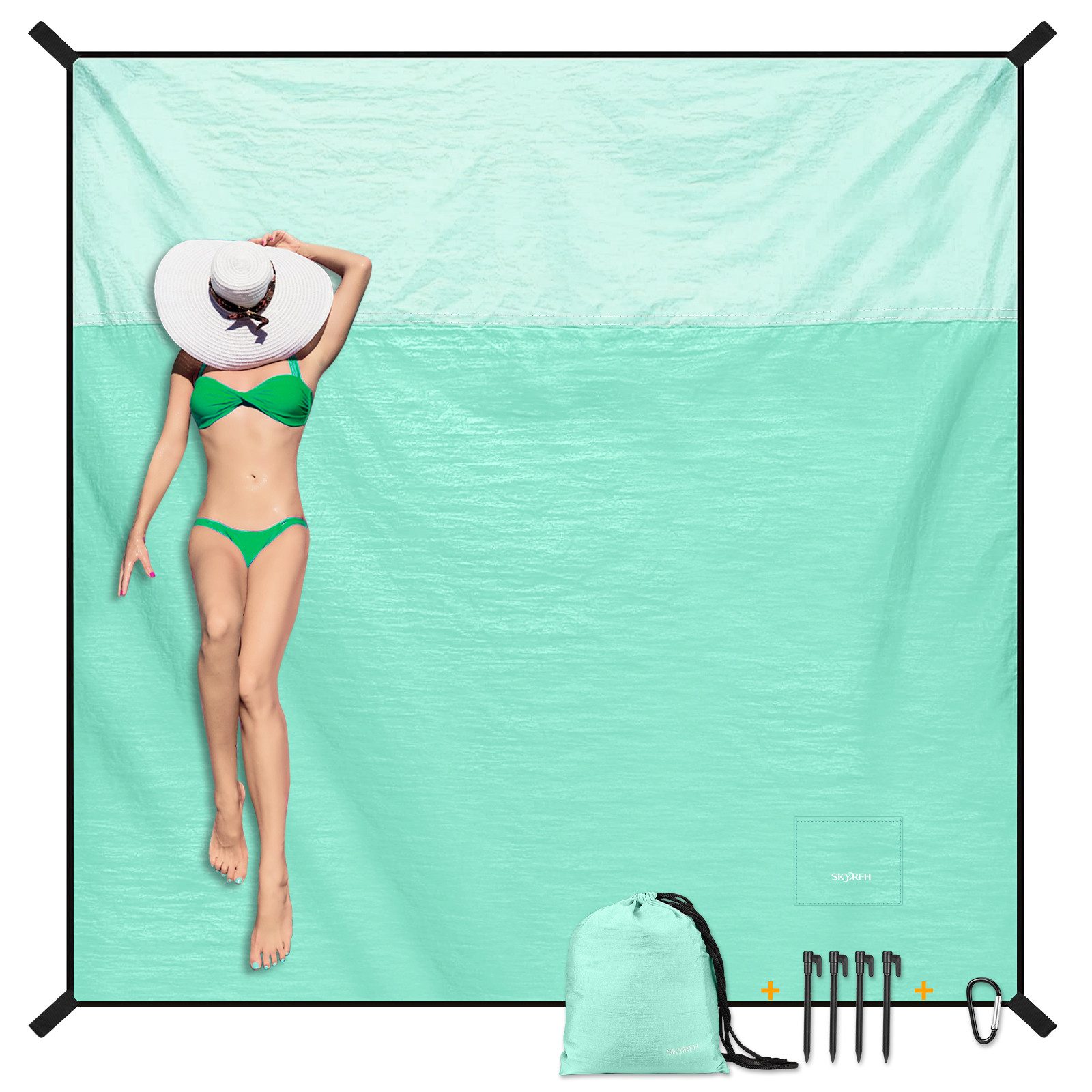 Picknickdecke Stranddecke Sandfrei super groß 210x200 cm, Sanddicht Wasserdicht, Fintie, Super Leicht Dünn Bequem Langlebiges Material, Strandmatte, Strandtuch