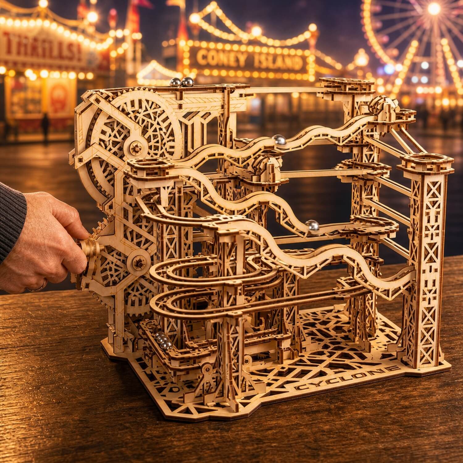 Eco Wood Art Modellbausatz Cyclone Marble Run Murmelbahn, (294-tlg)