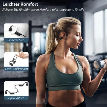 Diida Knochenleitendes Sport-Headset,offenes Kopfhörer,Batterieanzeige Bluetooth-Kopfhörer (Speicherkarte einlegbar,Batterieanzeige, Eingebautes Mikrofon,biegbar,zum Wandern Joggen Radfahren Laufen)