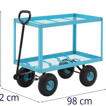 Hillvert Bollerwagen Gartenwagen Transportwagen Handwagen Gitterwagen Luftreifen 2 Ebenen