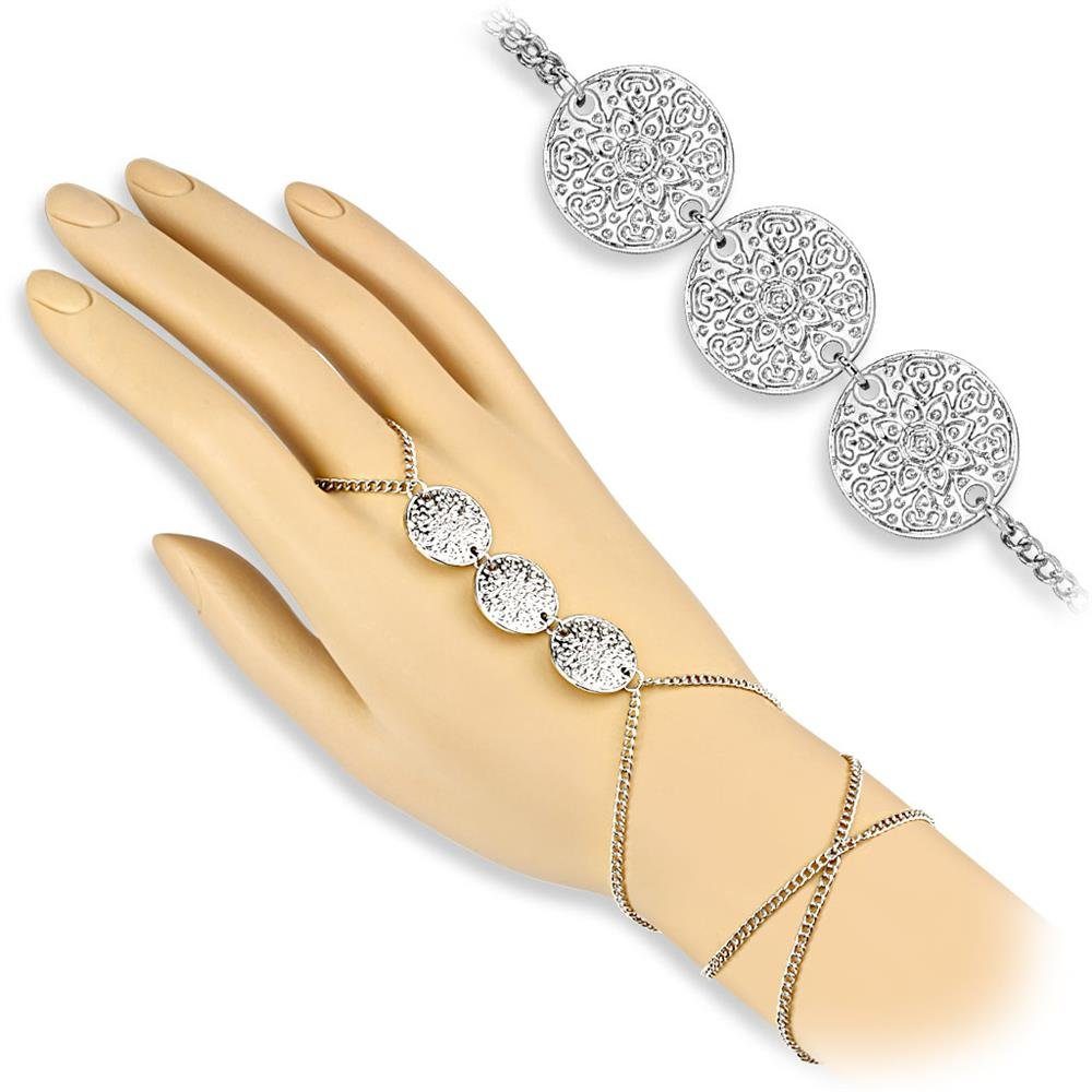 Damen BUNGSA Messing (1-tlg), Handkette aus Damen Fingerkette Bauchketten Silber Fußketten Set und Lotusblüte
