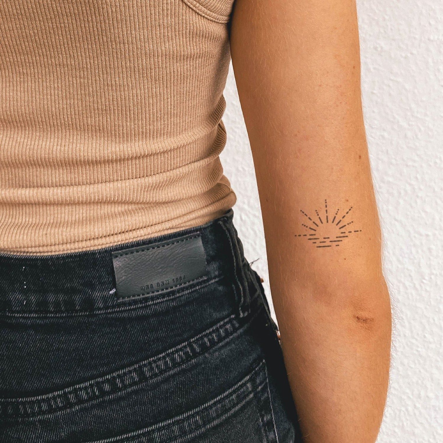 Inkster Schmuck-Tattoo Sonnenuntergang Meer Tattoo, wasserfestes temporäres Tattoo, 2 Wochen Halt