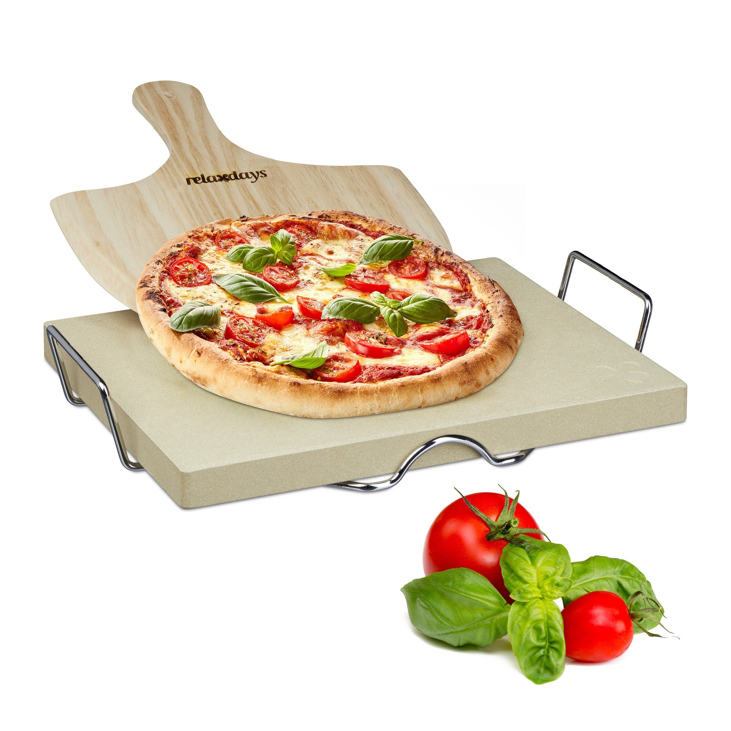 relaxdays Pizzastein Set 3 cm, Cordierit