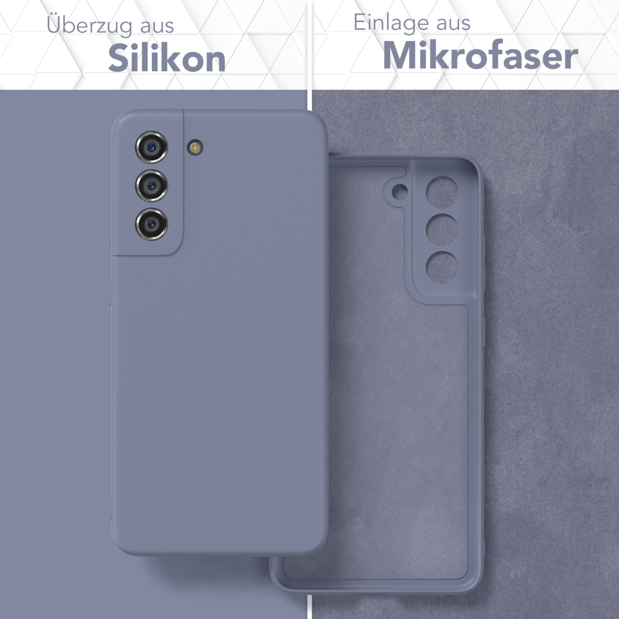 EAZY CASE Handyhülle für Samsung Galaxy S21 FE 5G Hülle Silikon 6,41 Zoll, Silikon Schutzhülle mit Kameraschutz Matt Back Cover Soft Eis Blau