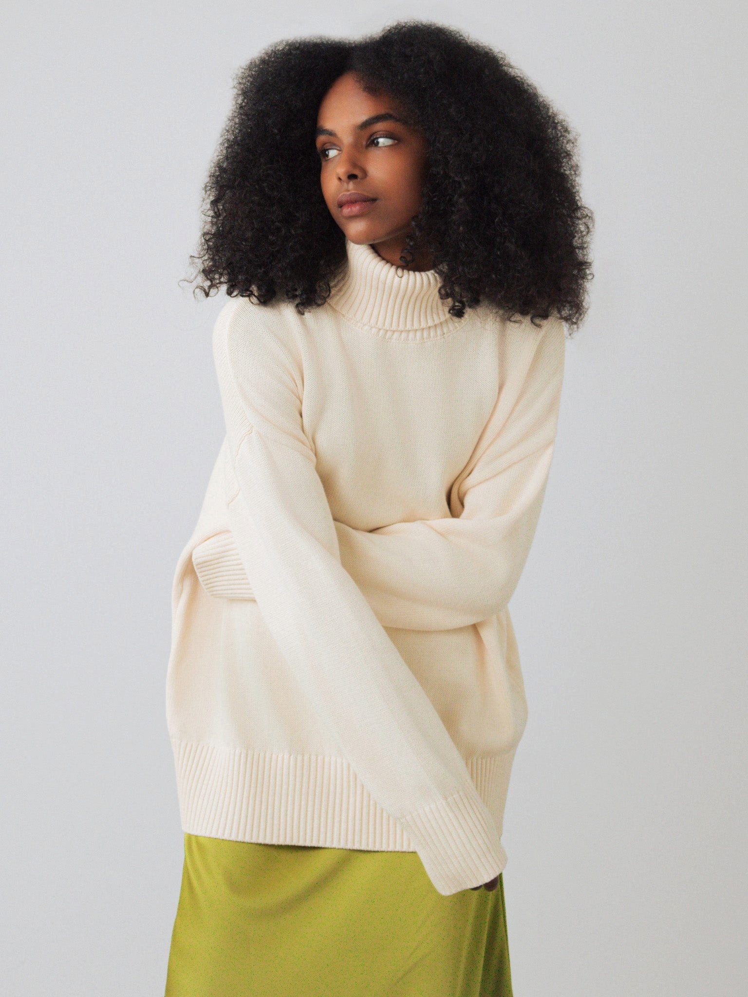 HONEST BASICS Strickpullover Chunky Rollkragenpullover aus Bio-Baumwolle