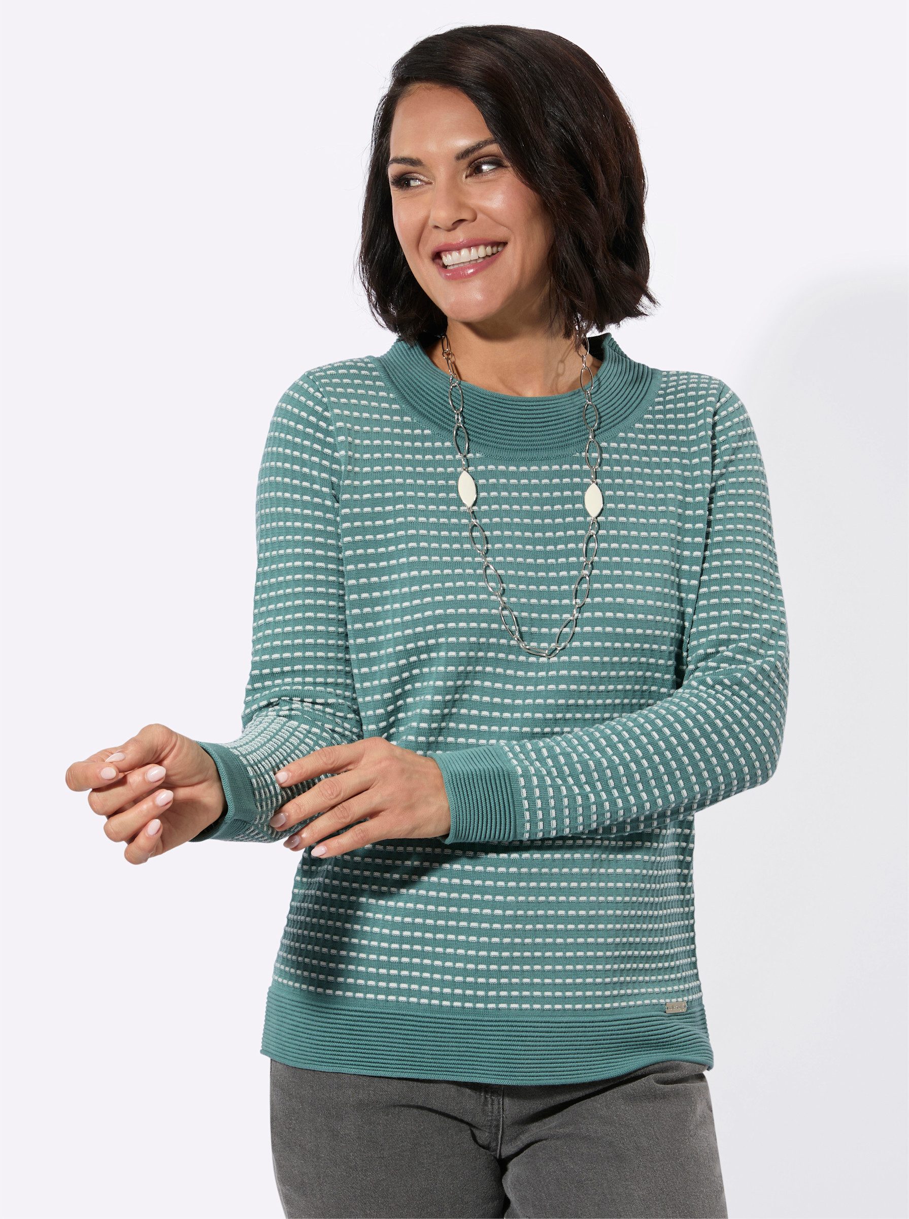 Strickpullover Rundhals-Pullover Langarm