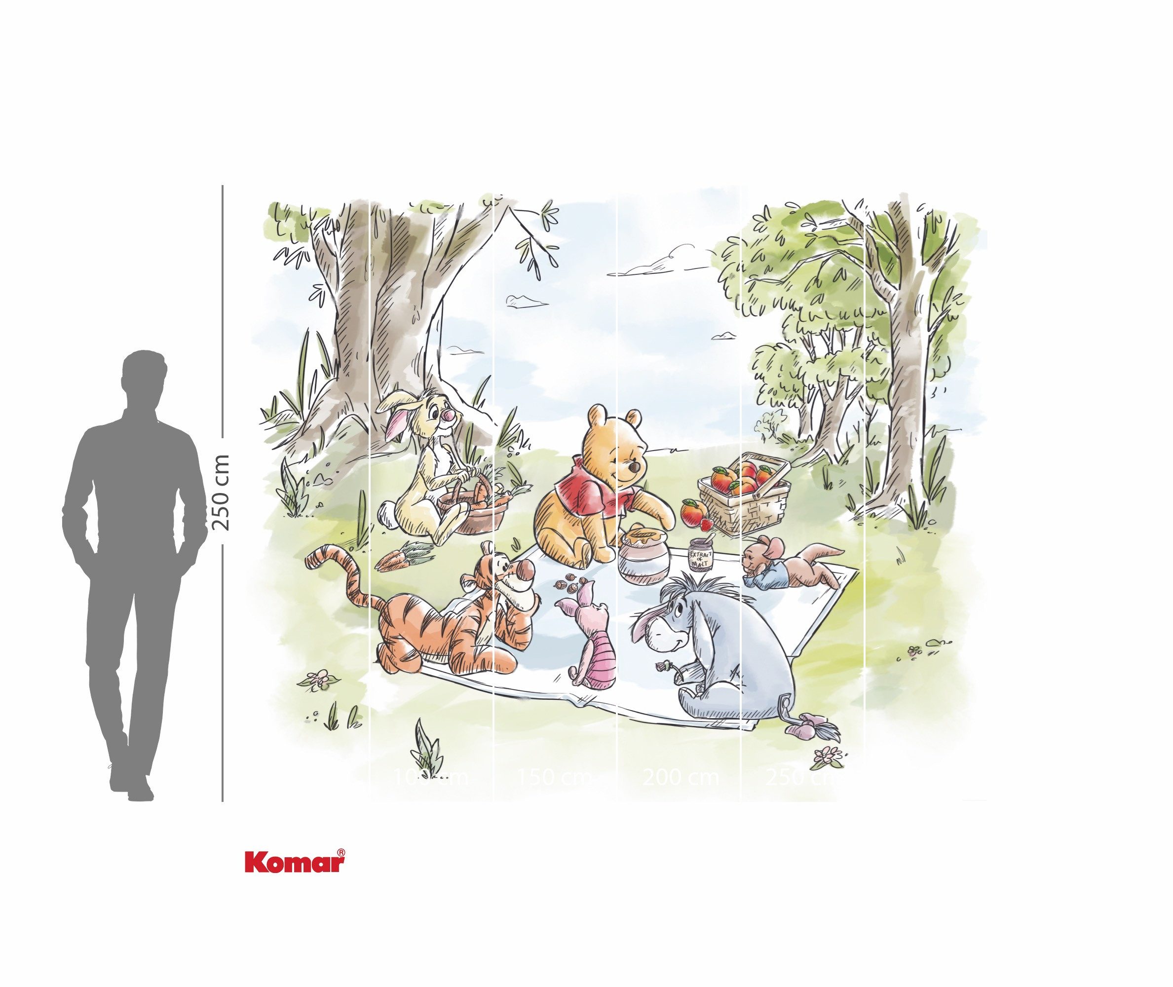 Komar Kindertapete Disney Winnie the Pooh Nice for Picnics, glatt, bedruckt, (Packung, 1 St)