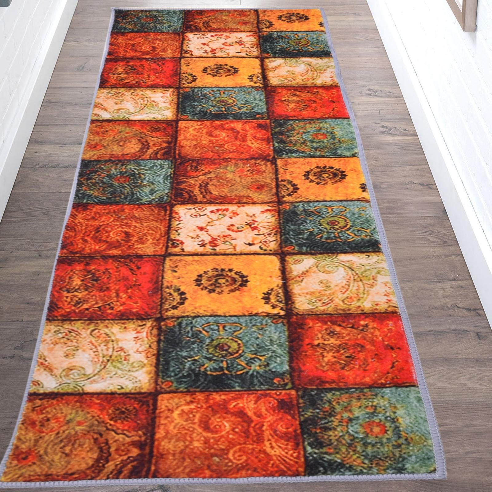 Vellora Teppich langes rustikales Teppich 160*450cm teppich wohnzimmer, Rutschfester Teppich für Flur und Eingangsbereich