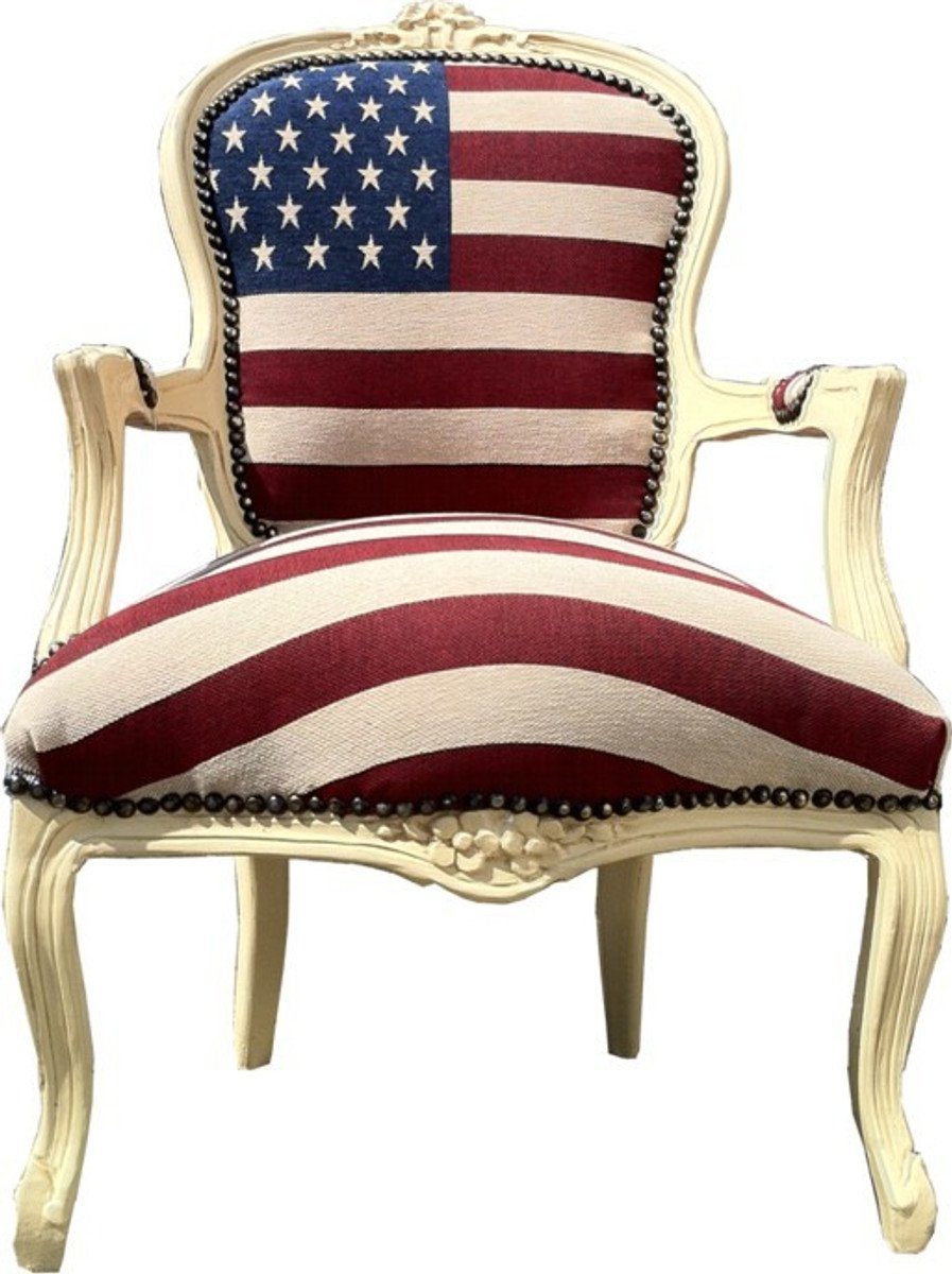Casa Padrino Besucherstuhl Barock Salon Stuhl USA Design / Creme
