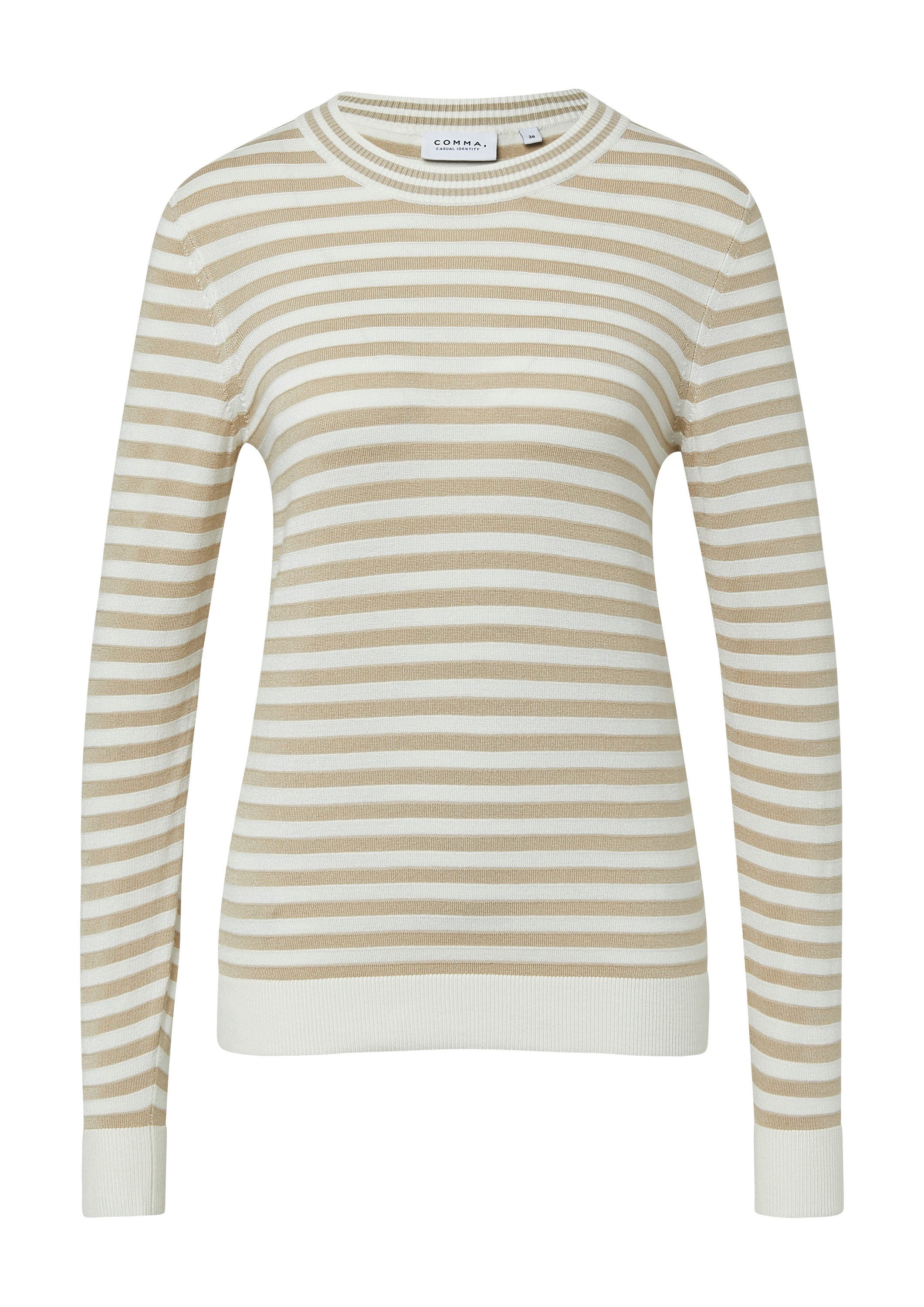 comma Longpullover Strickpullover Schmaler Ringelpullover aus Feinstrick günstig online kaufen