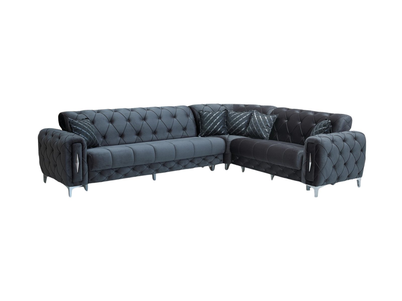 Villa Möbel Ecksofa Patna Antrazhit, 1 Teile, mit Stauraum