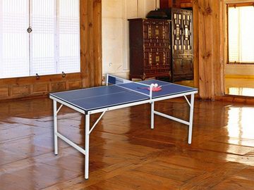 TOYREX Mini-Tischtennisplatte Tischtennisplatte inkl. 2 Schläger & 3 Bälle faltbar 152,5 x76 x 68 cm (1 Netz und Pfosten, 2 Schläger und 3 Bälle), Spielfeld besteht aus 12mm PVC-Laminierung